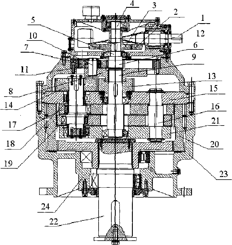 Four-stage driving combined type speed reducer and speed reduction method thereof