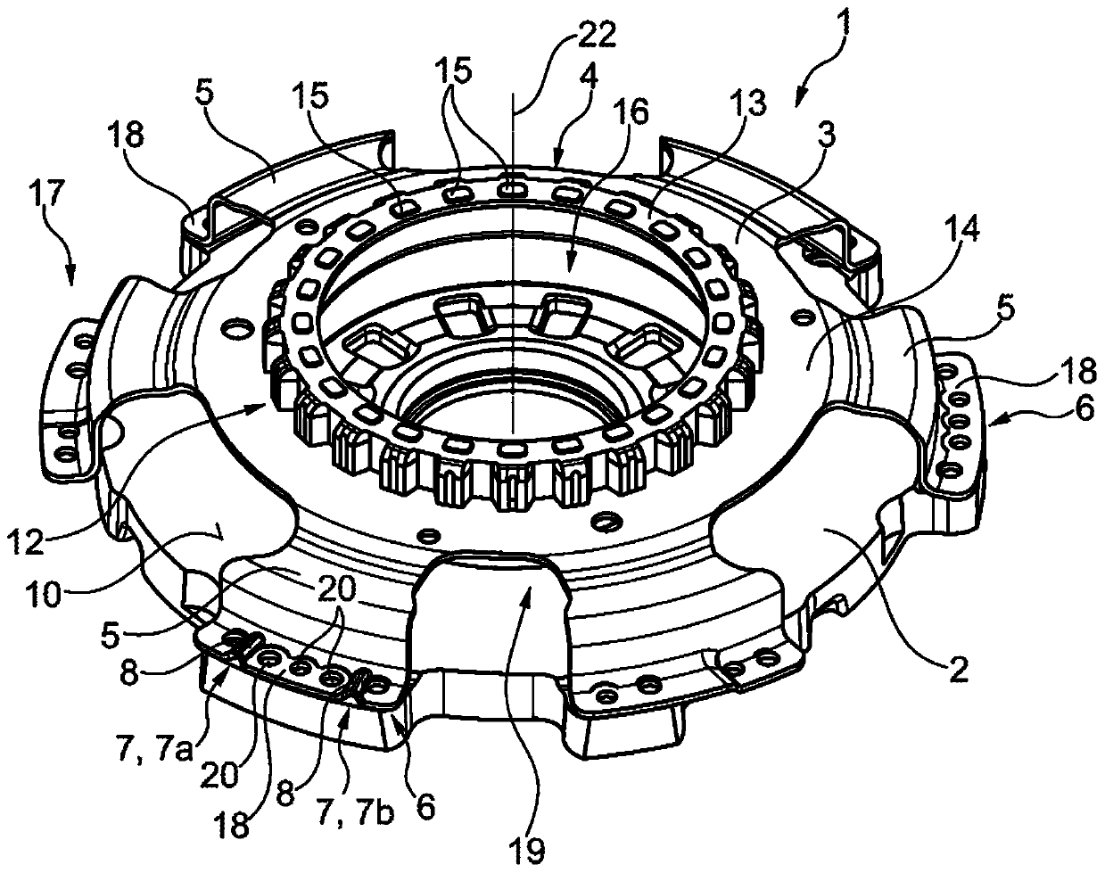 Dual clutch with drive ring optimized for removal