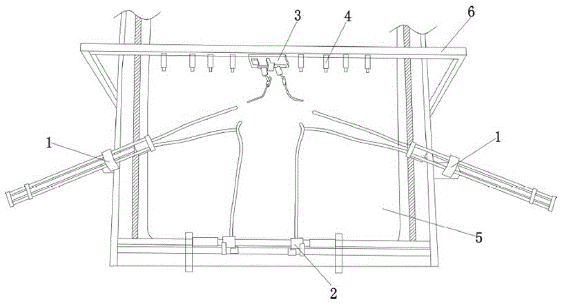 Stretching device for garment ironing machine