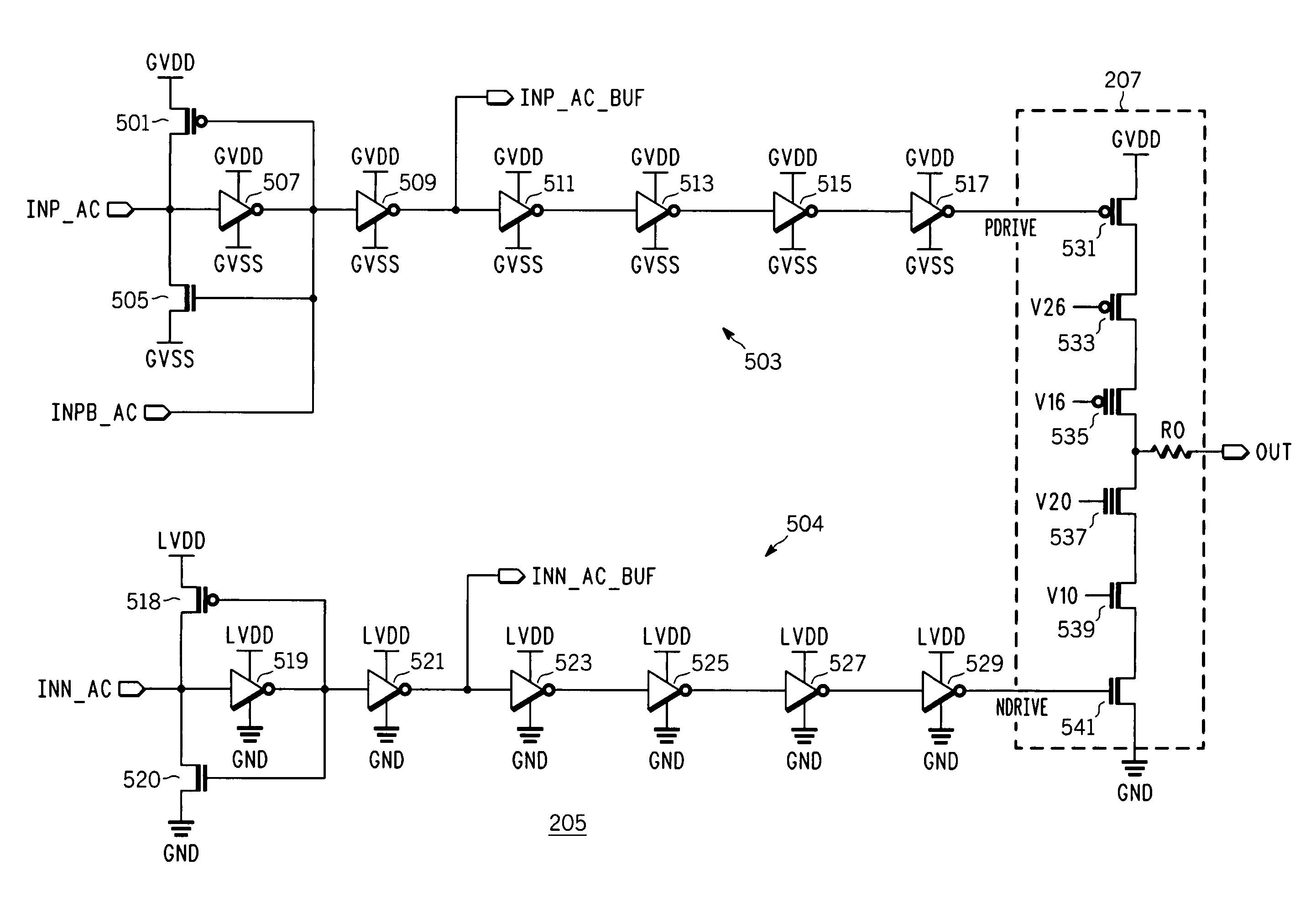 High speed output buffer with AC-coupled level shift and DC level detection and correction