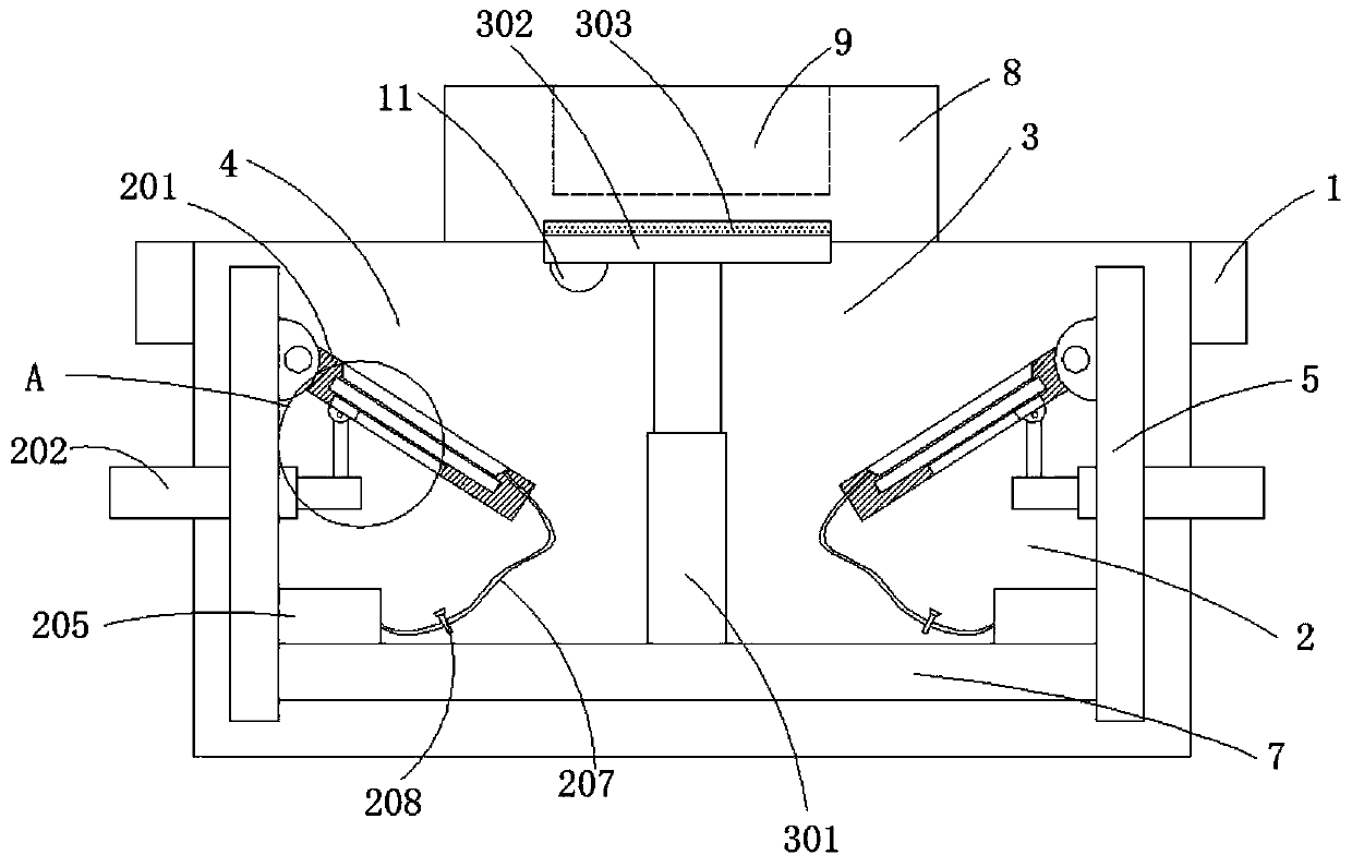 Snakelike movement resistant shock absorber installation base of rail vehicle