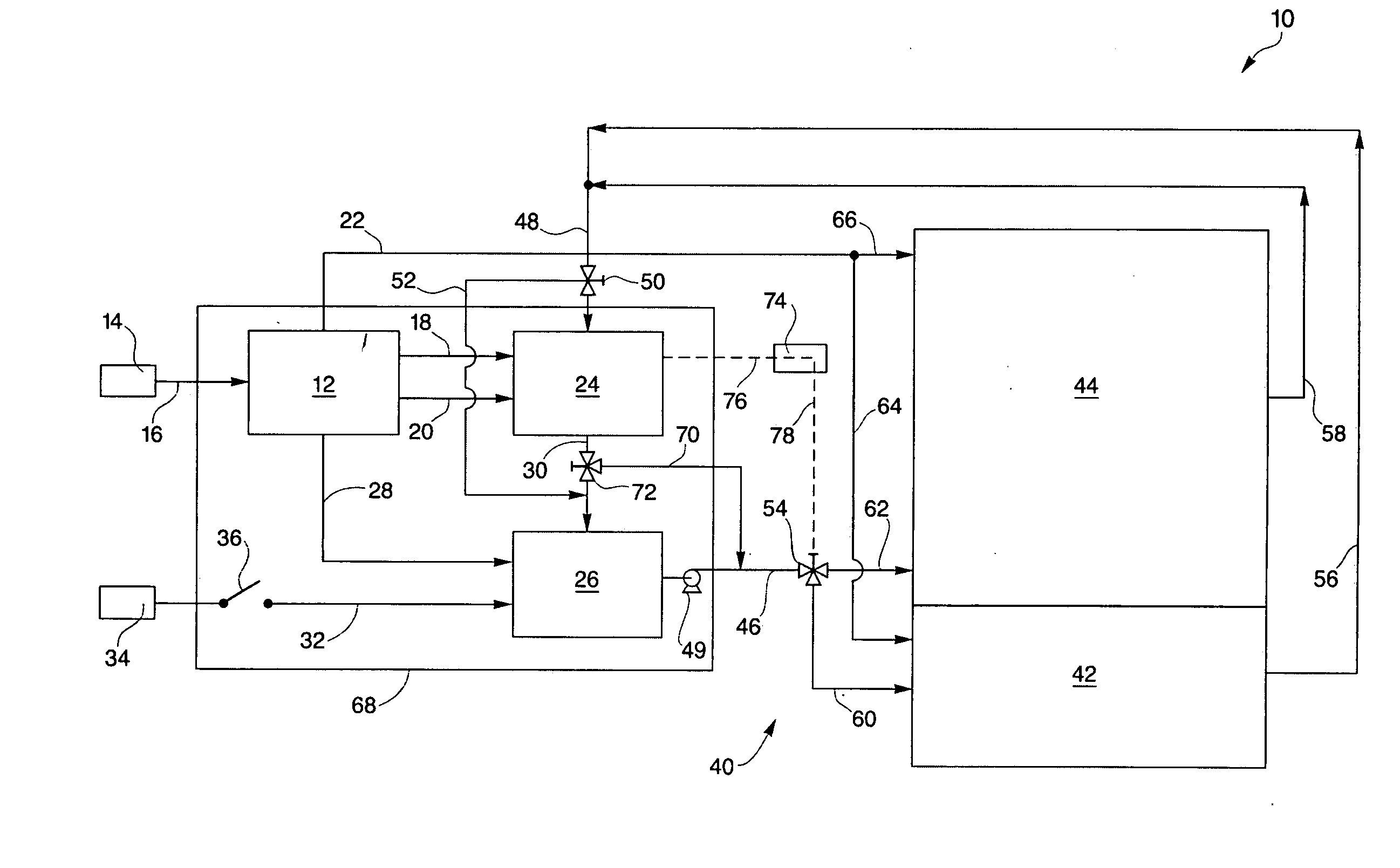 Cooling, heating and power system with an integrated part-load, active, redundant chiller