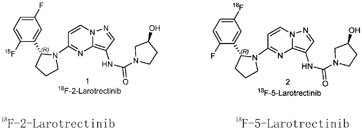 Radioactive fluorine labeled Larotrectinib compound and preparation method thereof