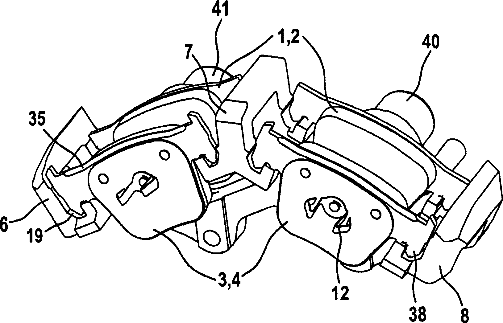 Disc brake equipped with a floating caliper and several outer brake pads directly supported on the brake anchor plate