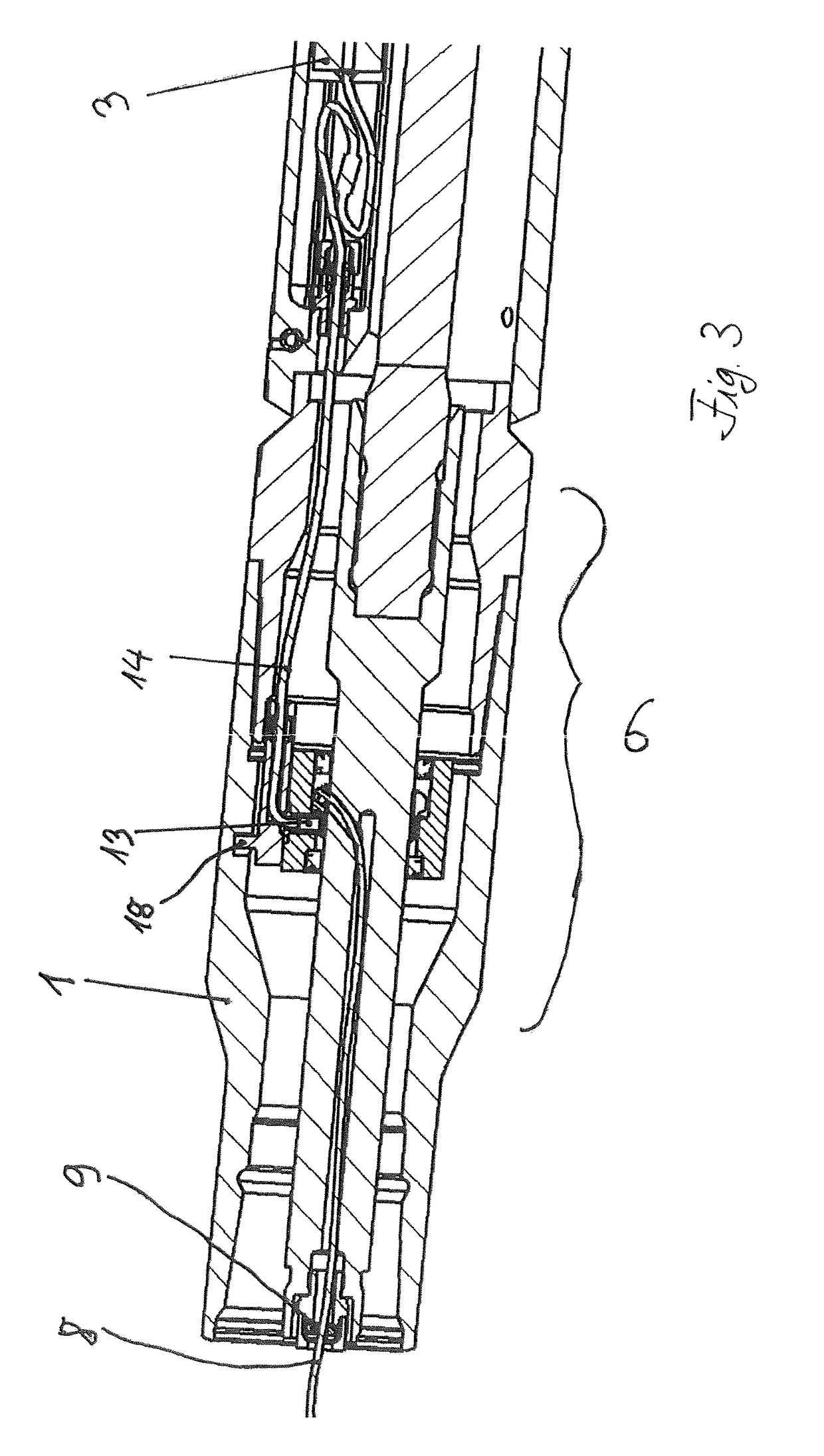 Double drill rod section, double drill rod length and method of producing an electrically conductive connection in a double drill rod section