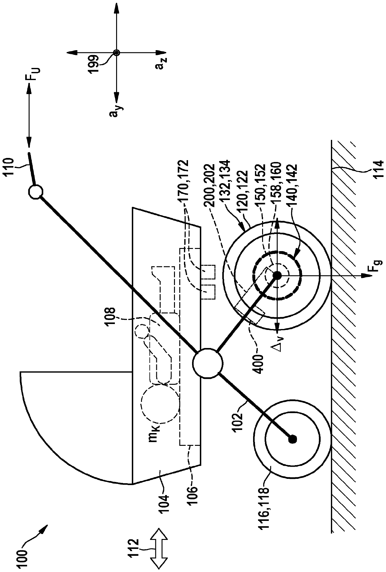 Transport device, in particular a pram comprising mass estimation