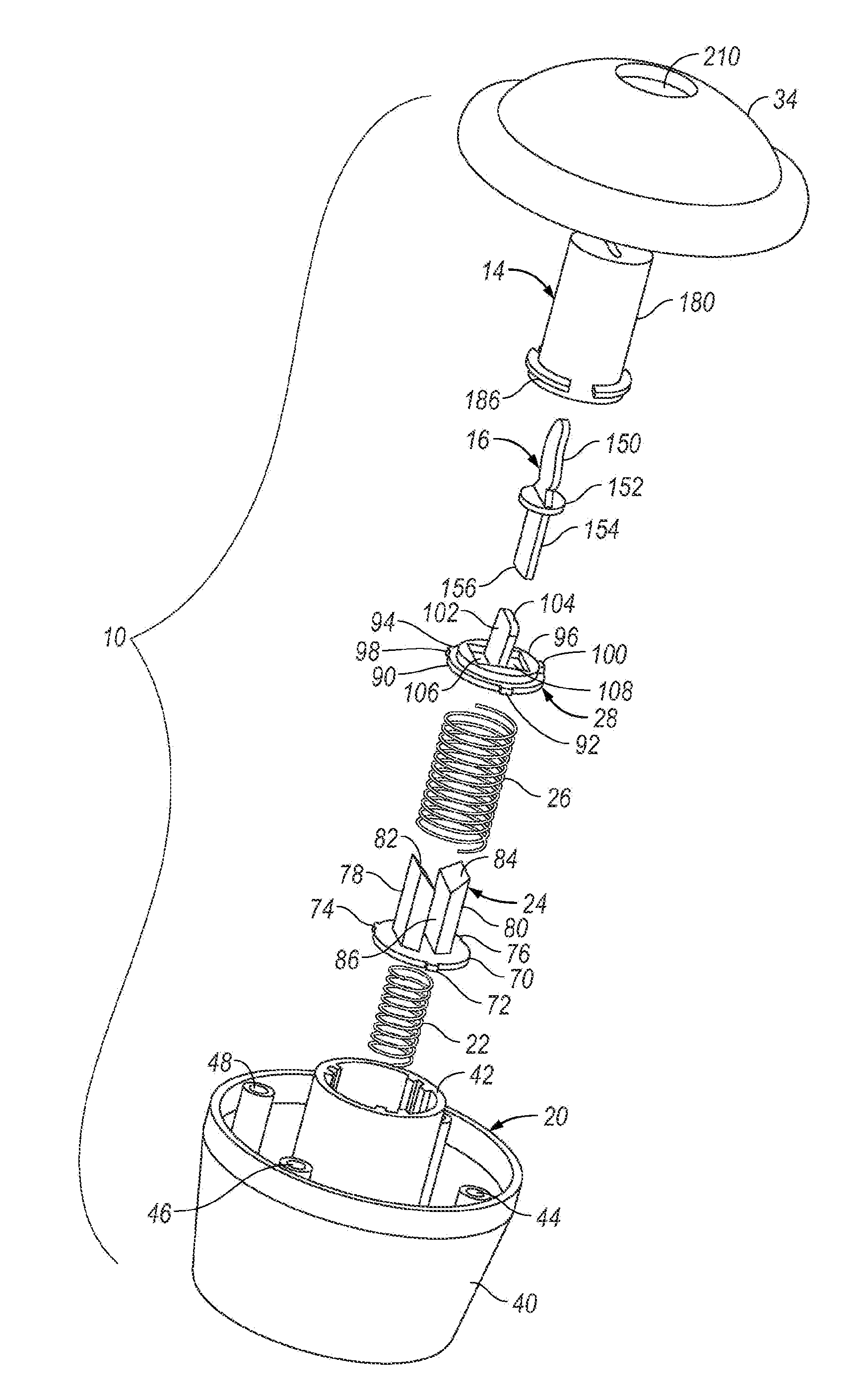 Mechanical apparatus operated by a slight lateral force