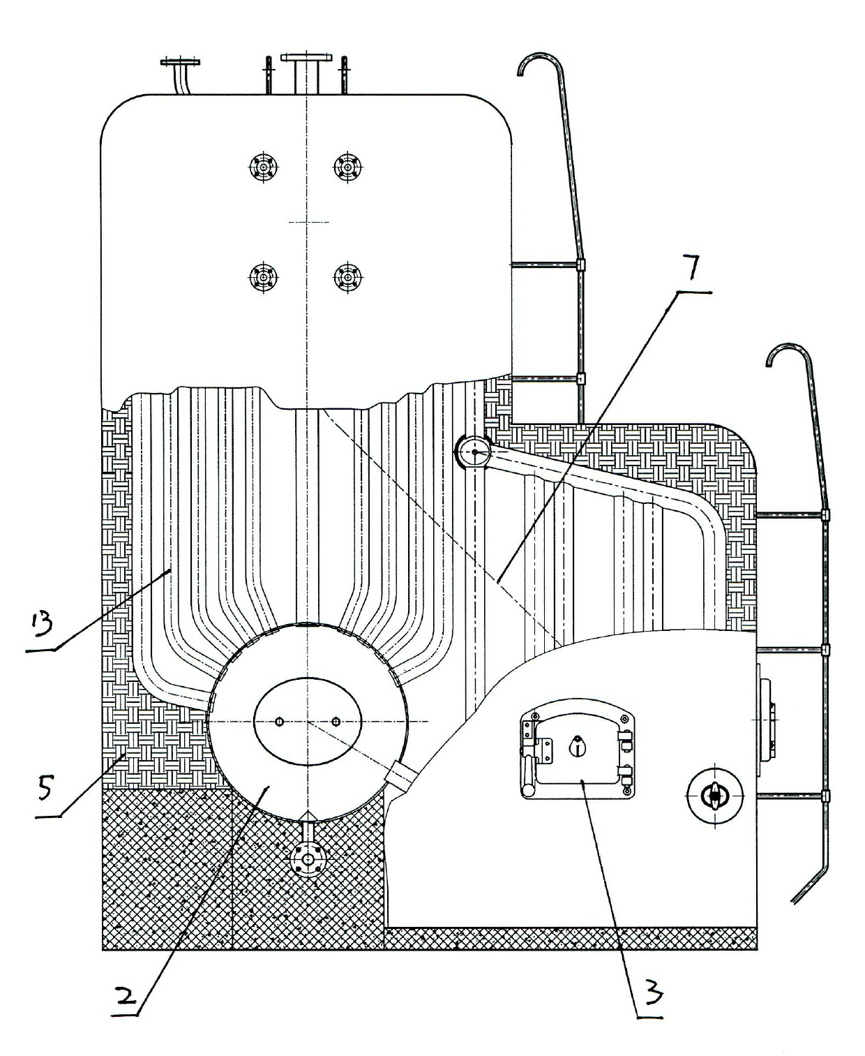 Horizontal dual-drum energy-efficient boiler without fireproofing-material furnace-building process