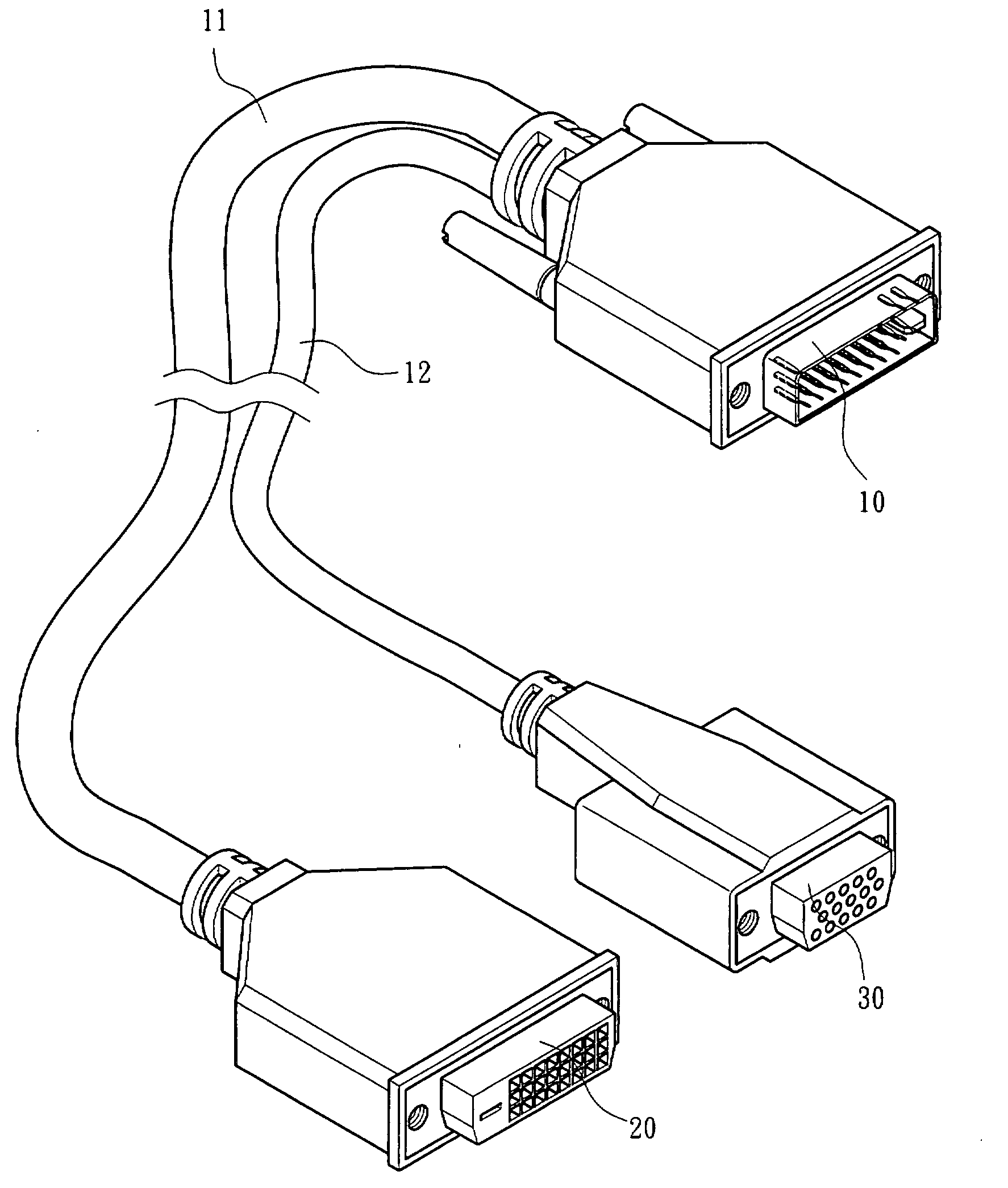 Video connection line to integrate analog and digital signals