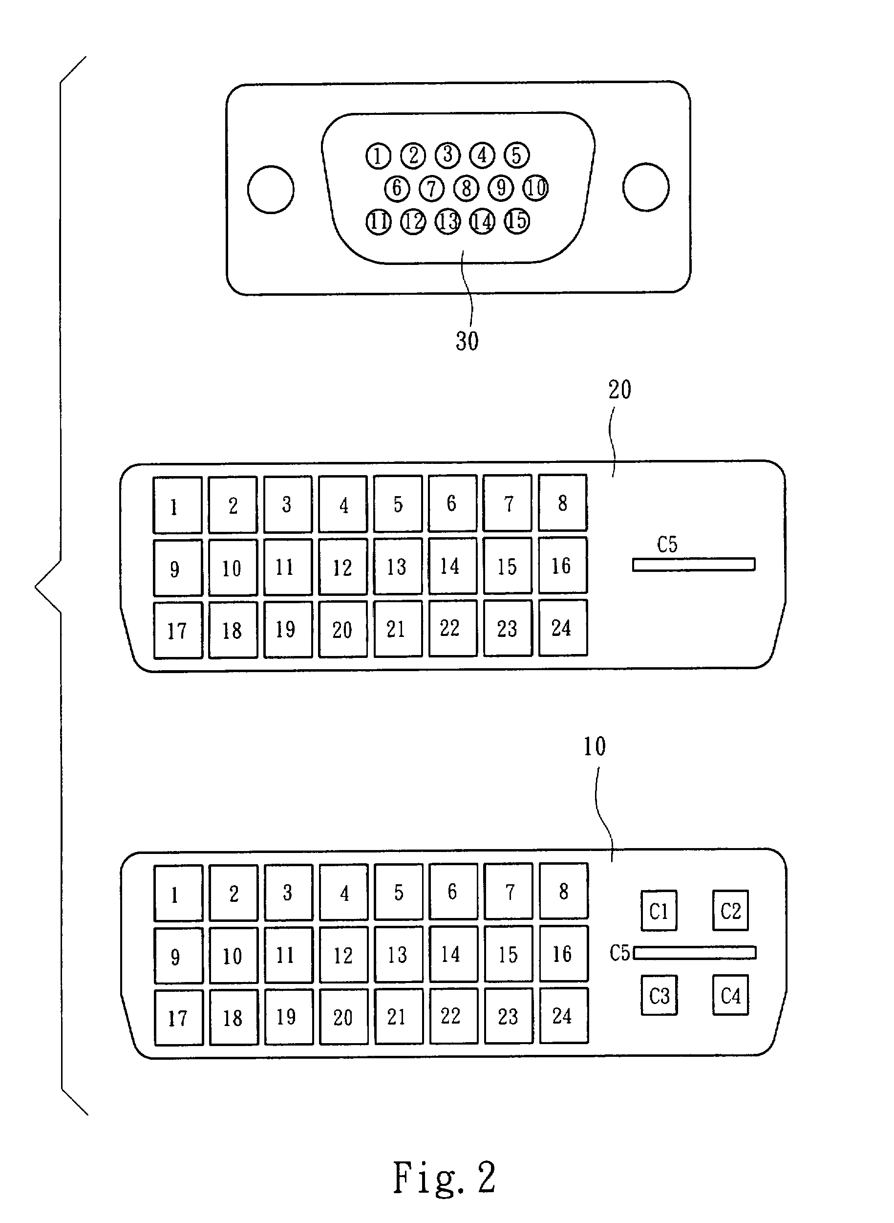 Video connection line to integrate analog and digital signals