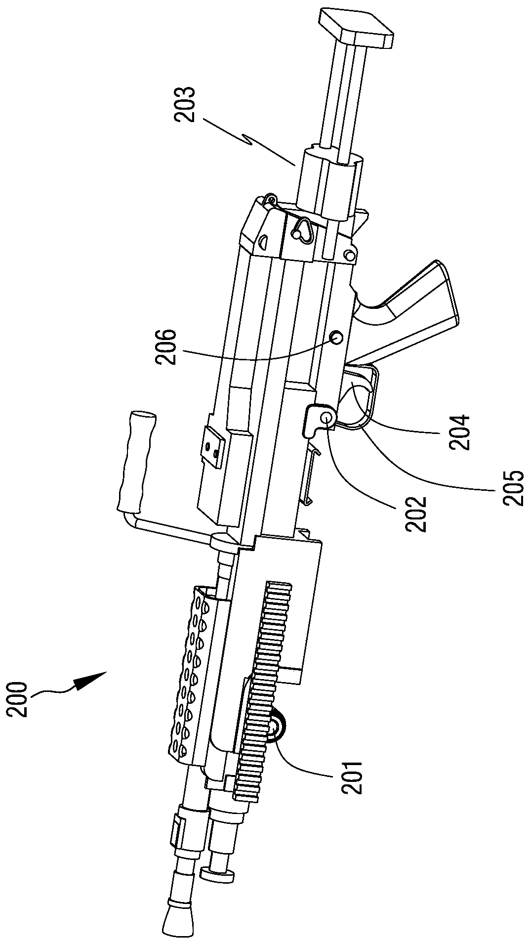 Machine gun mounting and driving structure for unmanned aerial vehicle