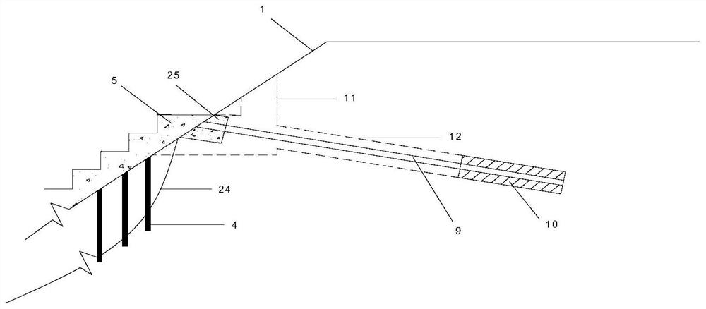 Umbrella ladder landslide prevention and control structure and its construction method