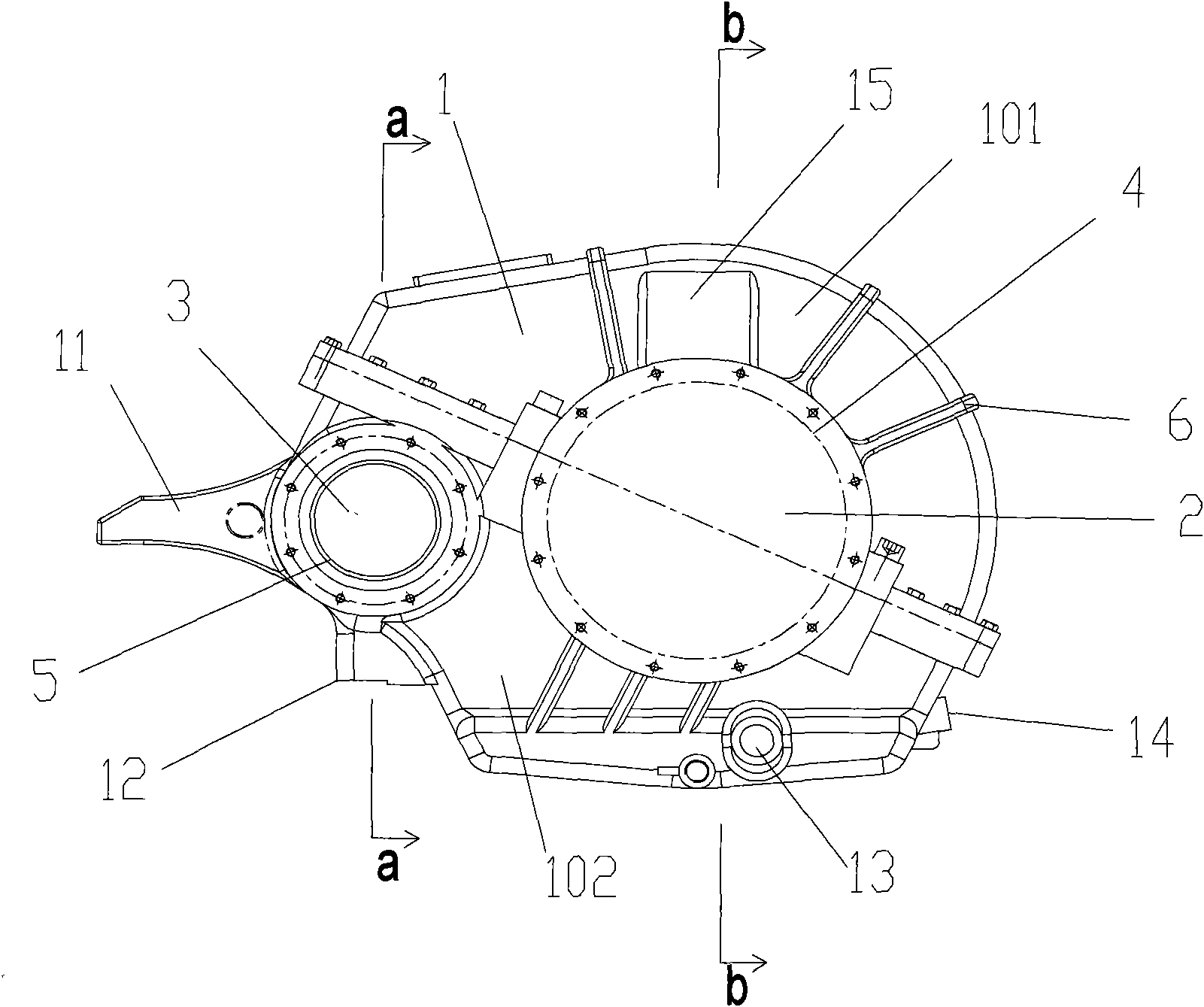 Gear case used for rail traffic vehicle