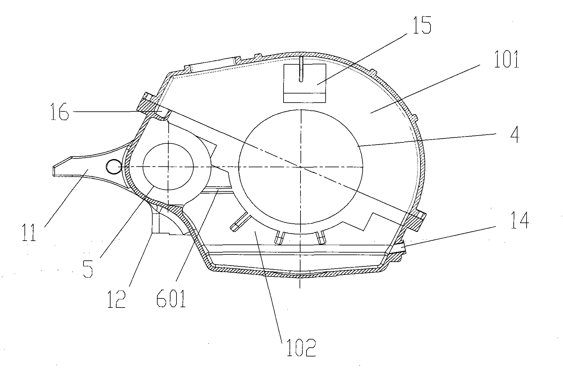 Gear case used for rail traffic vehicle