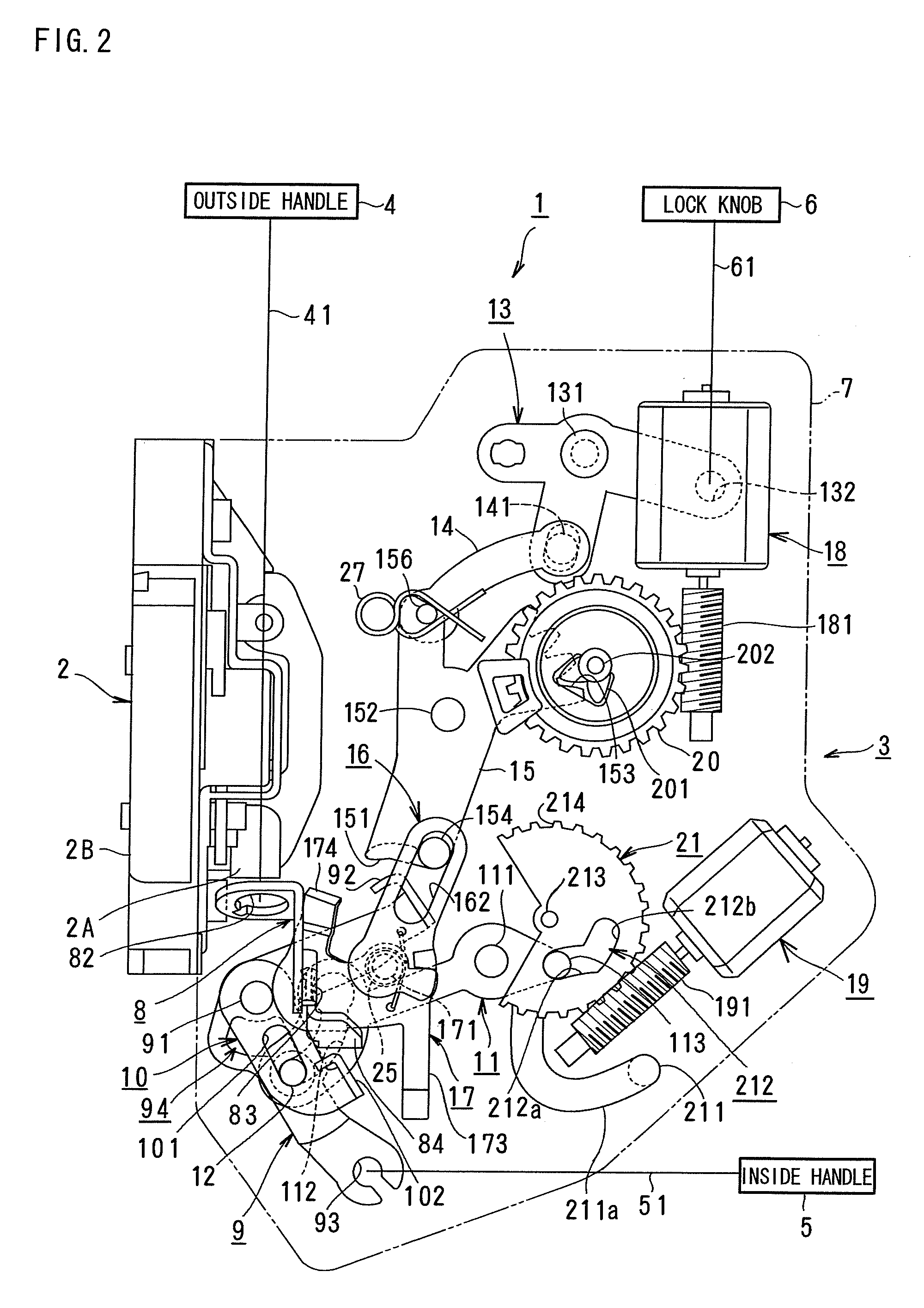 Door latch device in a motor vehicle