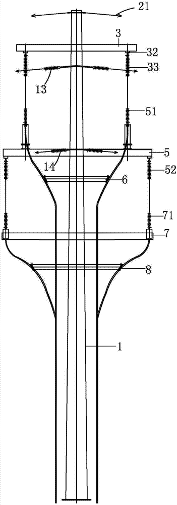 110kV overhead line front-back cable type double-loop steel pipe pole-type terminal tower