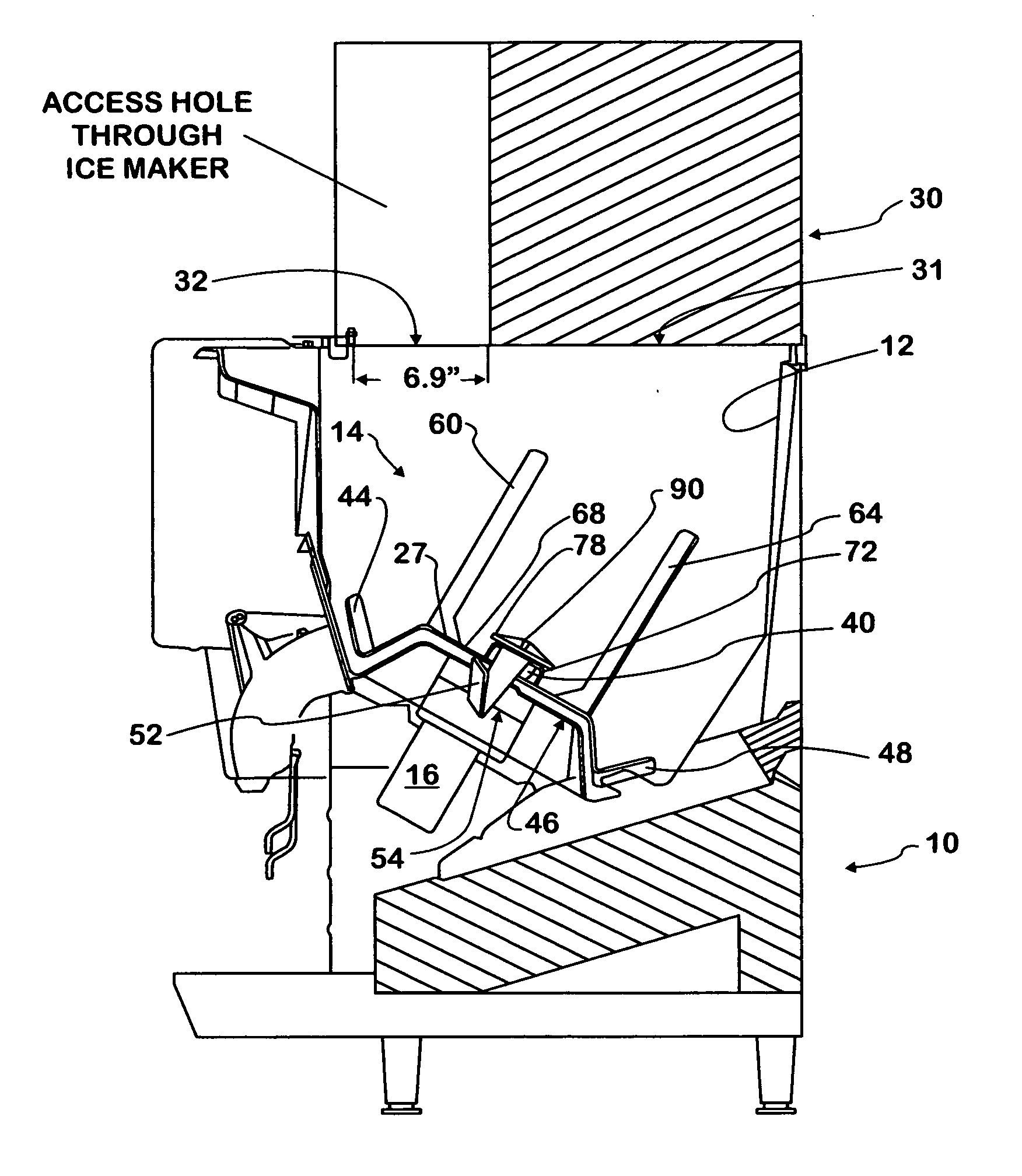 Disassemblable, removable ice dispenser agitator