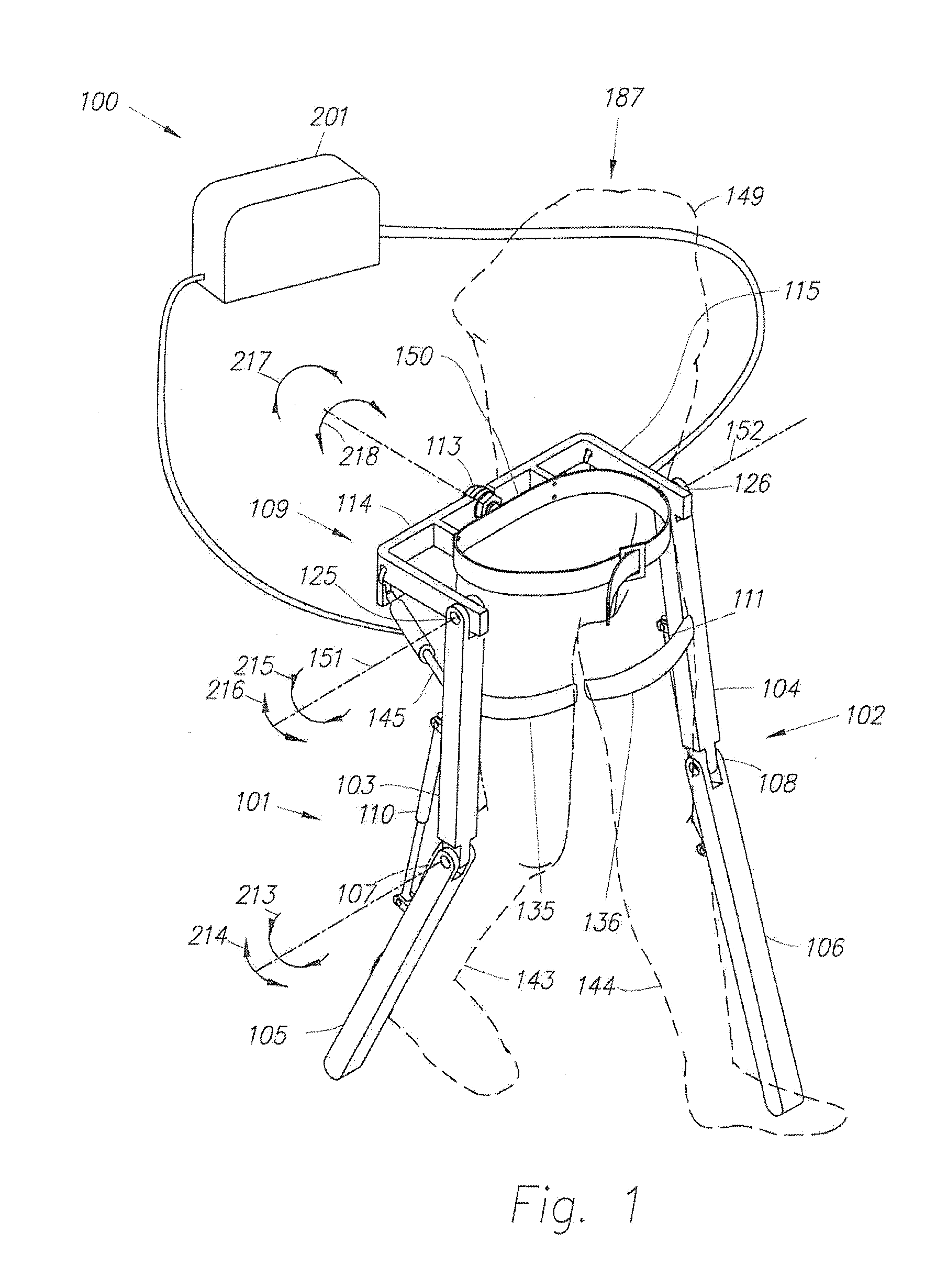 Device and Method for Decreasing Energy Consumption of a Person by Use of a Lower Extremity Exoskeleton