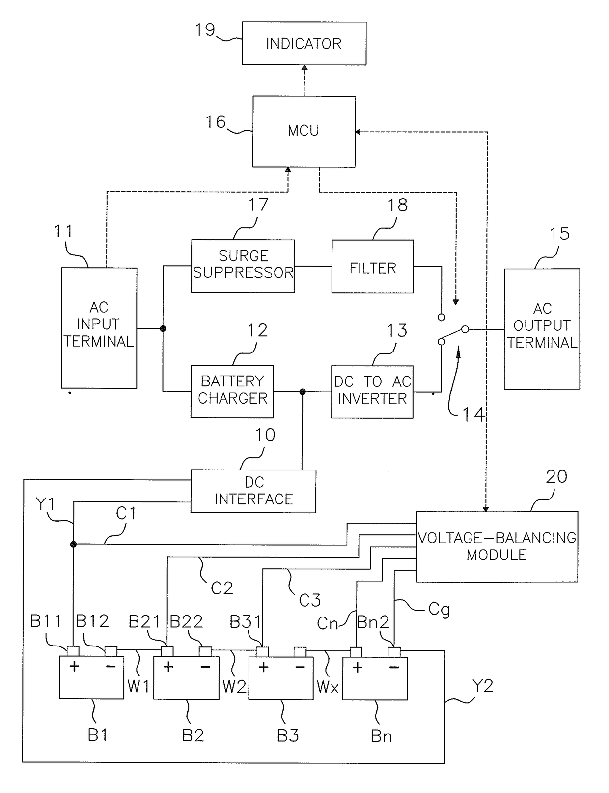 Battery Apparatus with Voltage-Balancing Control and Method for Controlling the Same