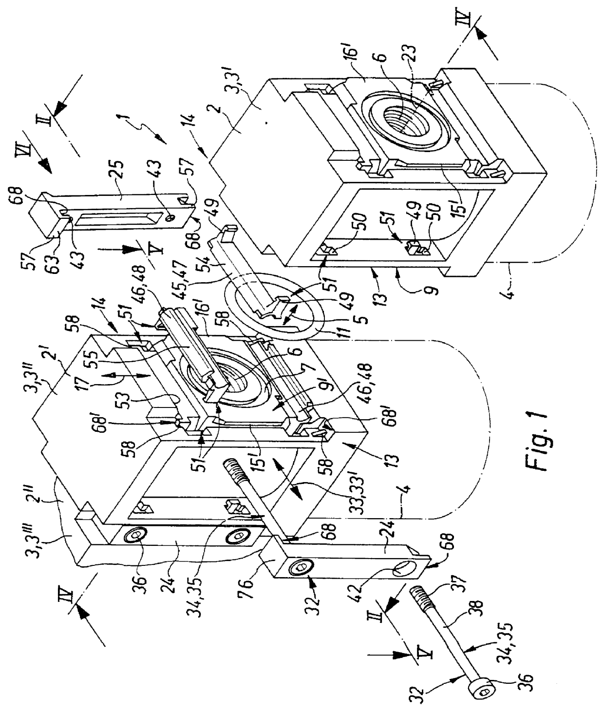 Connecting means for two members in fluid conducting assembly