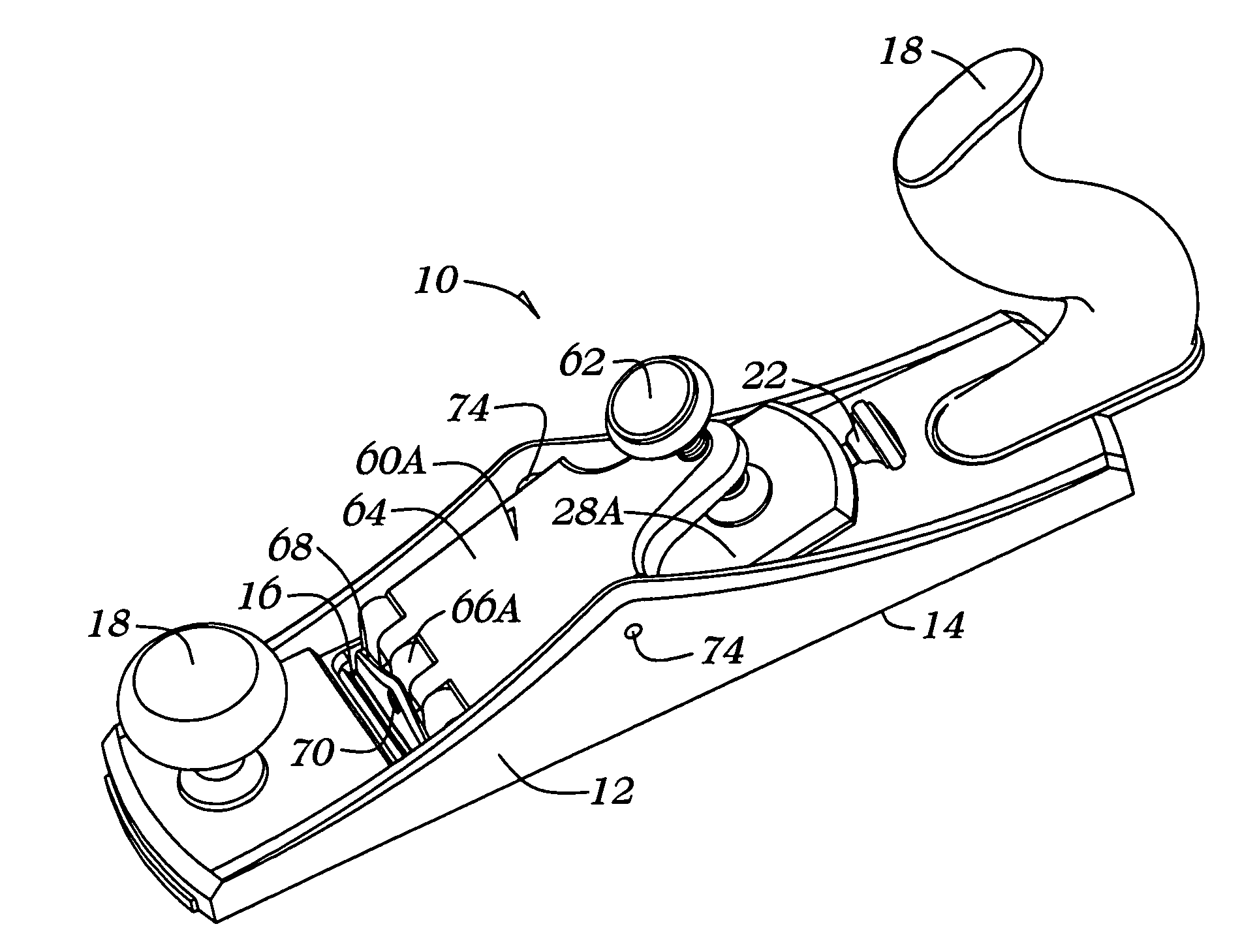 Articulated iron cap for a hand plane