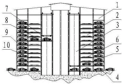 A New Circular Stereoscopic Garage with Rotary Carts and Multiple Exchange Areas