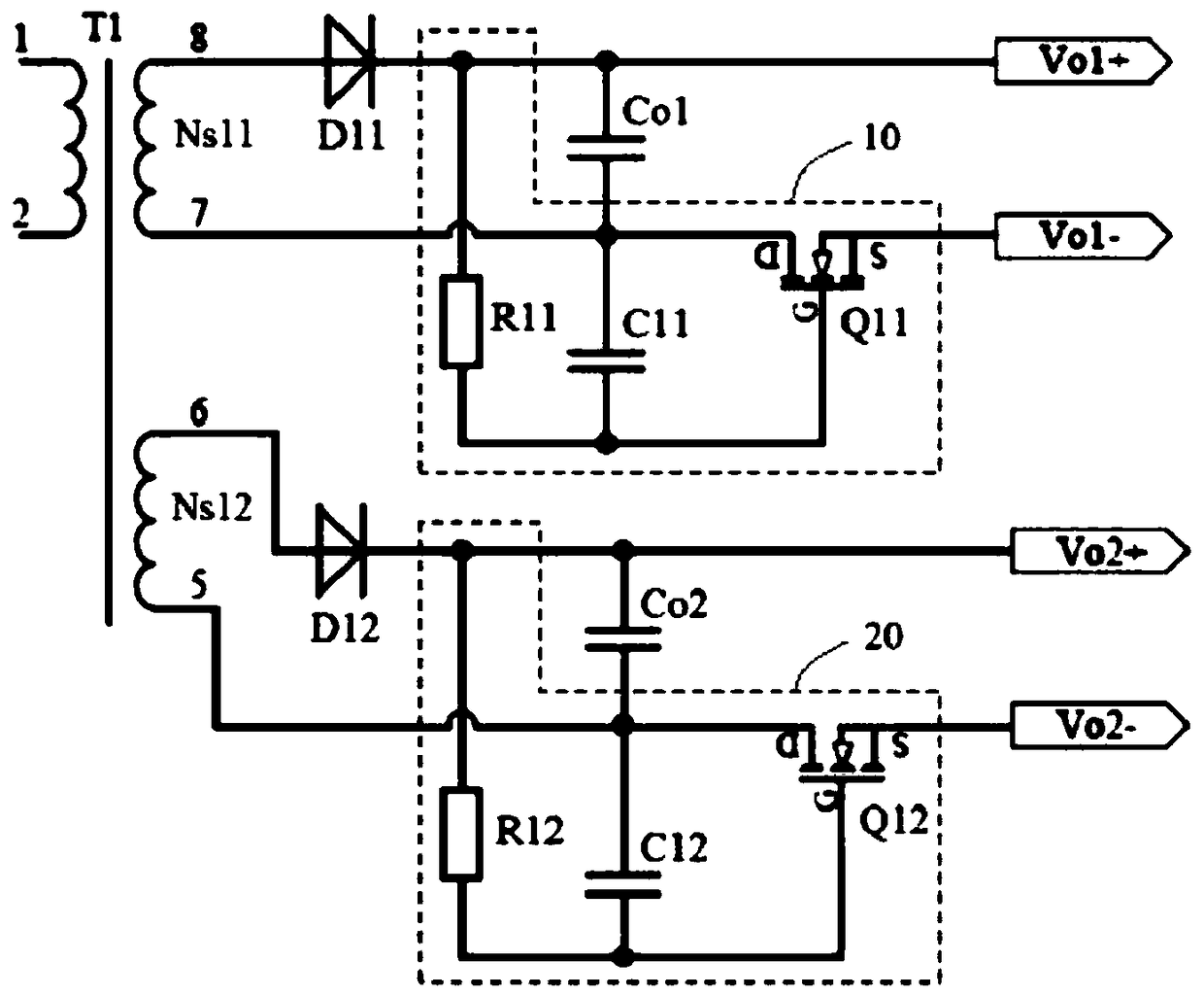 Multiplex output power supply