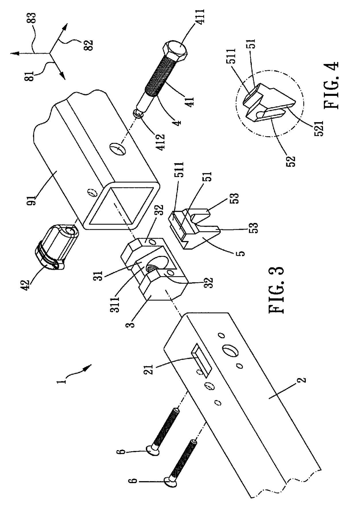 Fastening structure for bicycle rack