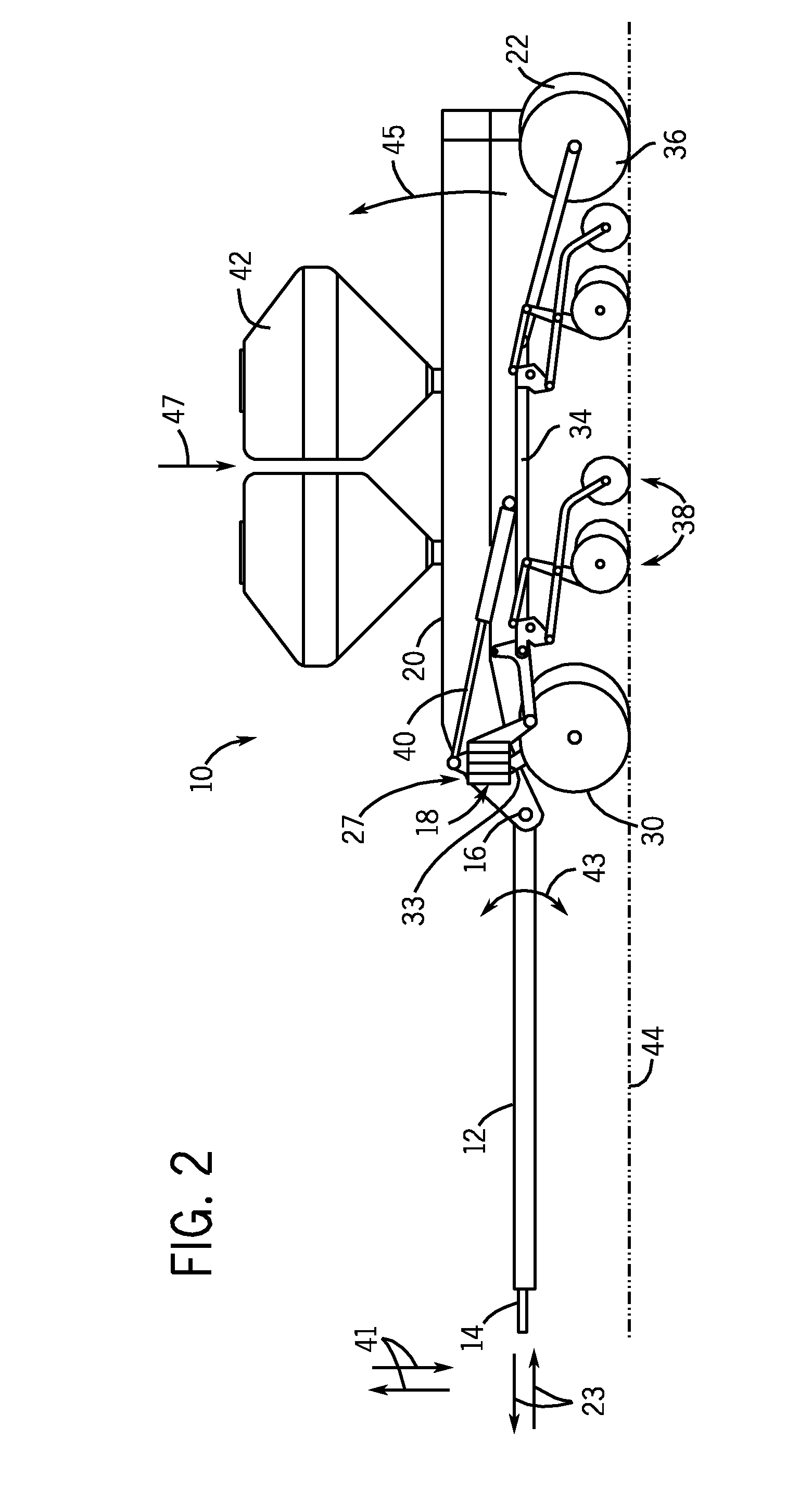 Boom stabilization method for narrow transport implement