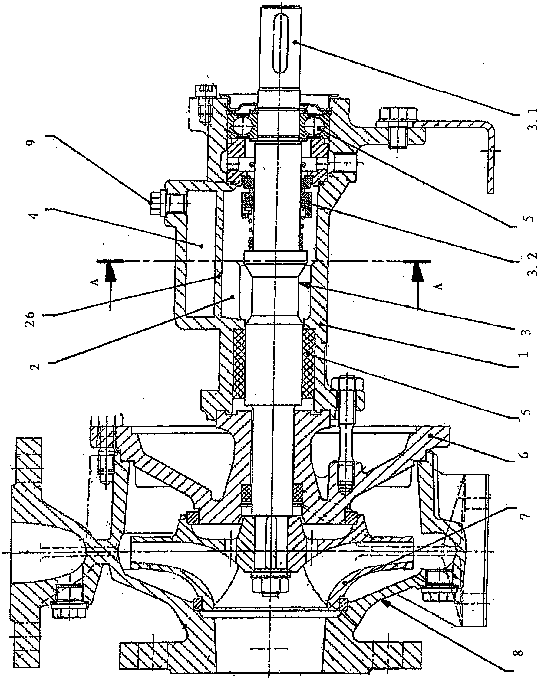 Degassing device for liquid-filled chambers with rotating components