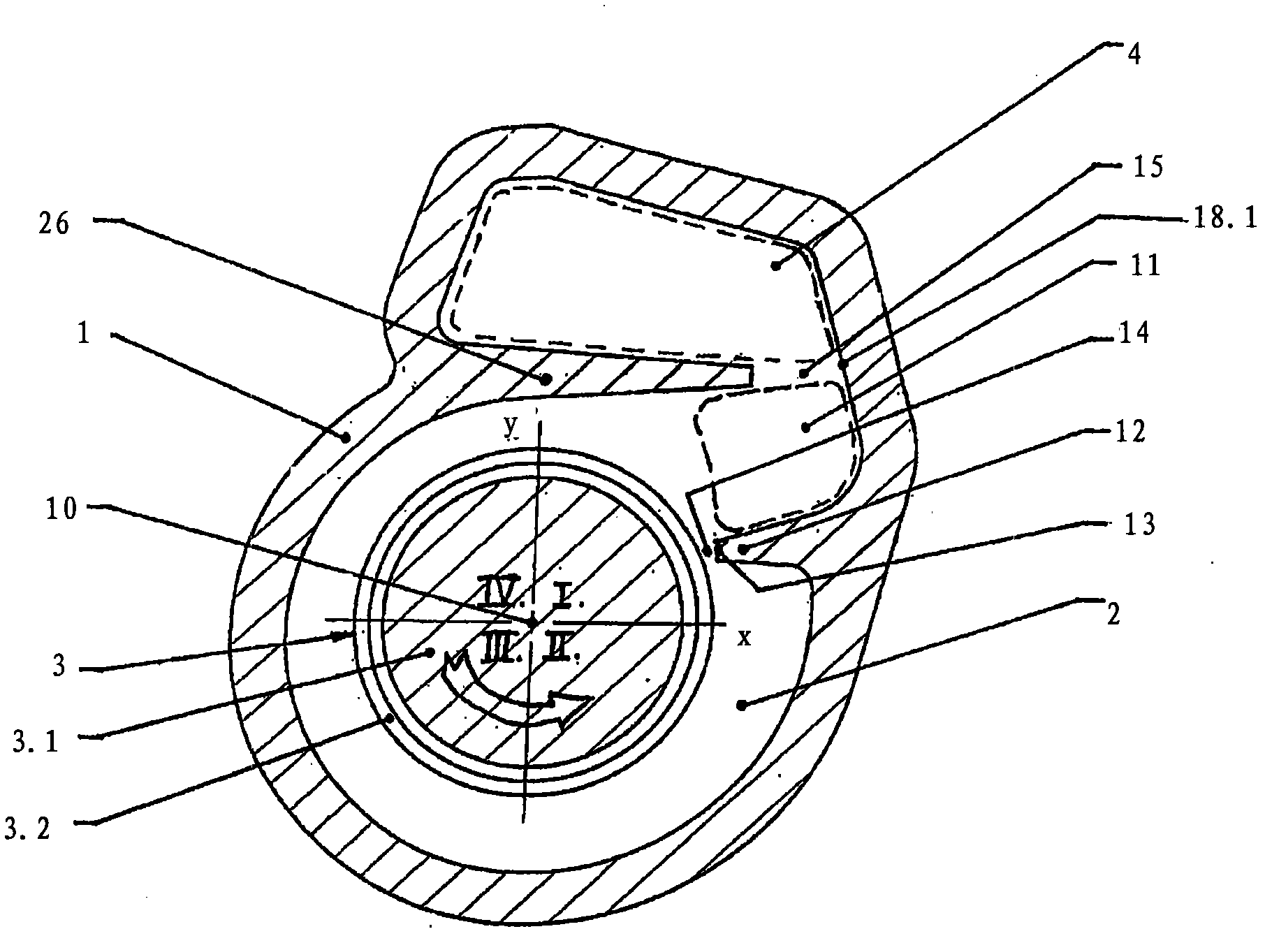 Degassing device for liquid-filled chambers with rotating components