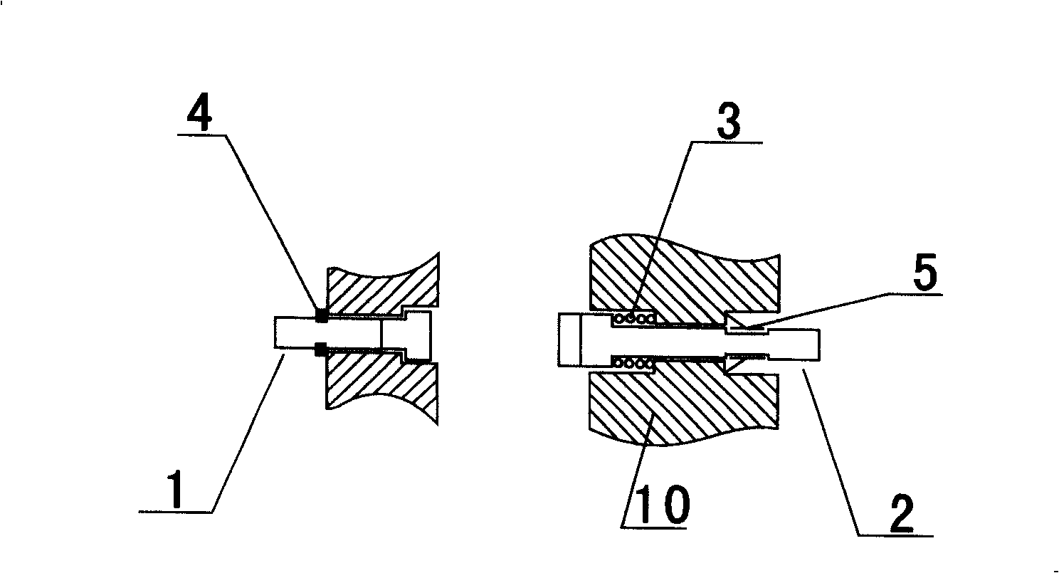 Axial elastic force-applying connection method for electric connector contact pair