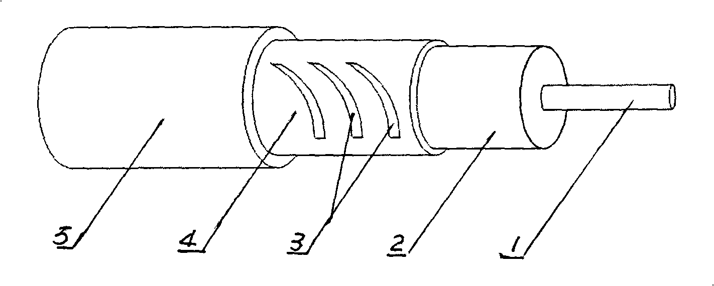 Broad band radiation type leak coaxial cable for subway and its production method