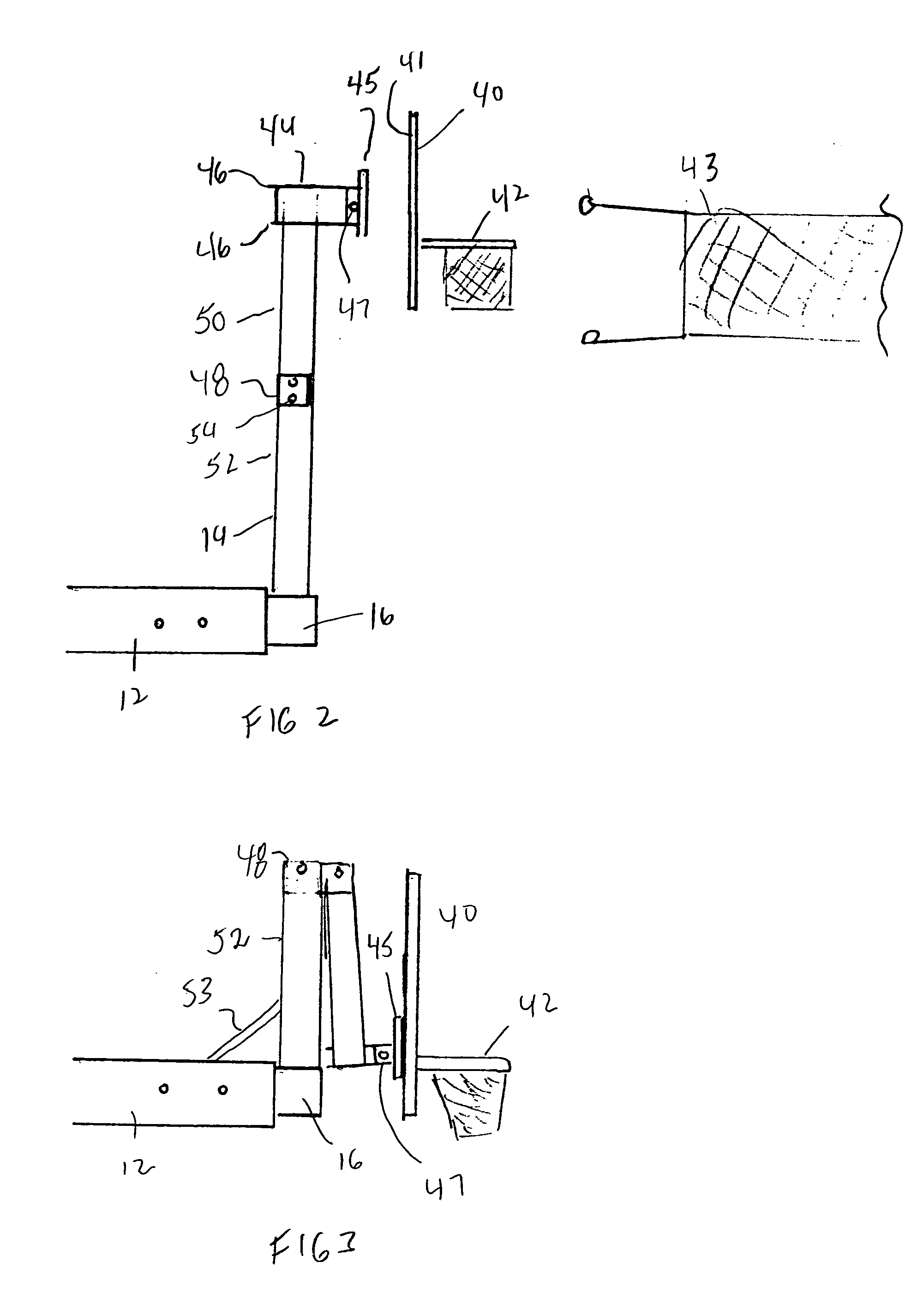 Trailer hitch assembly for support of a basketball backboard or net assembly