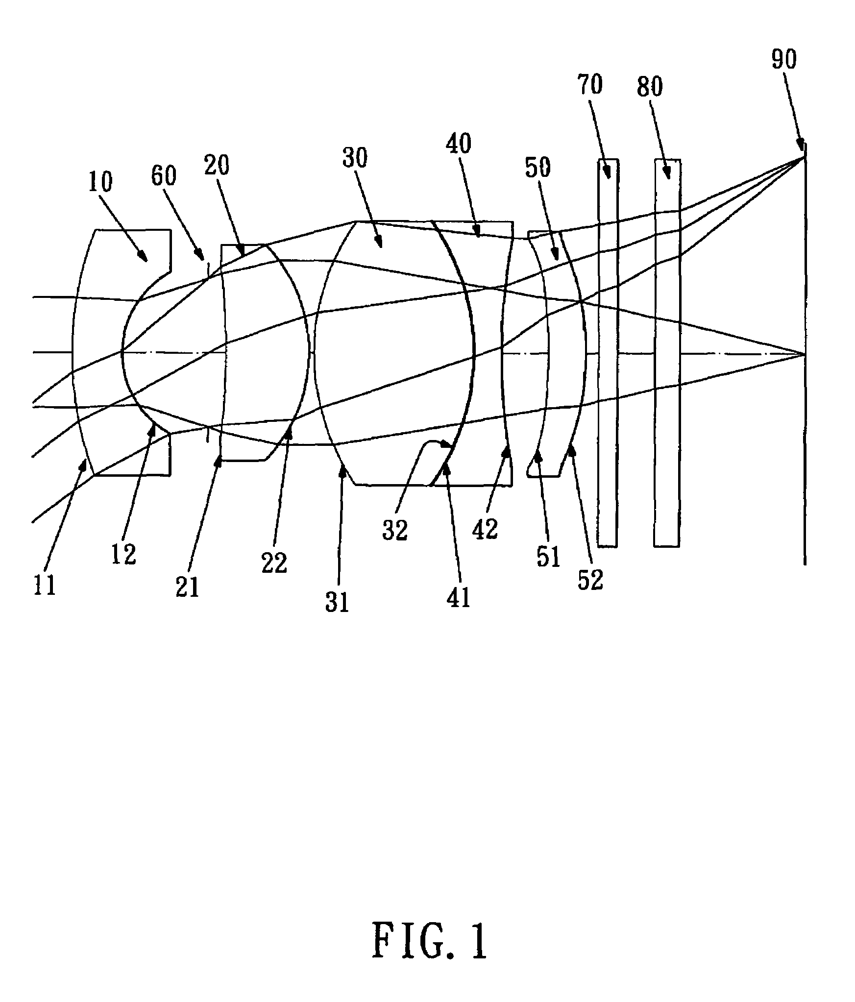 Inverse telephoto with correction lenses