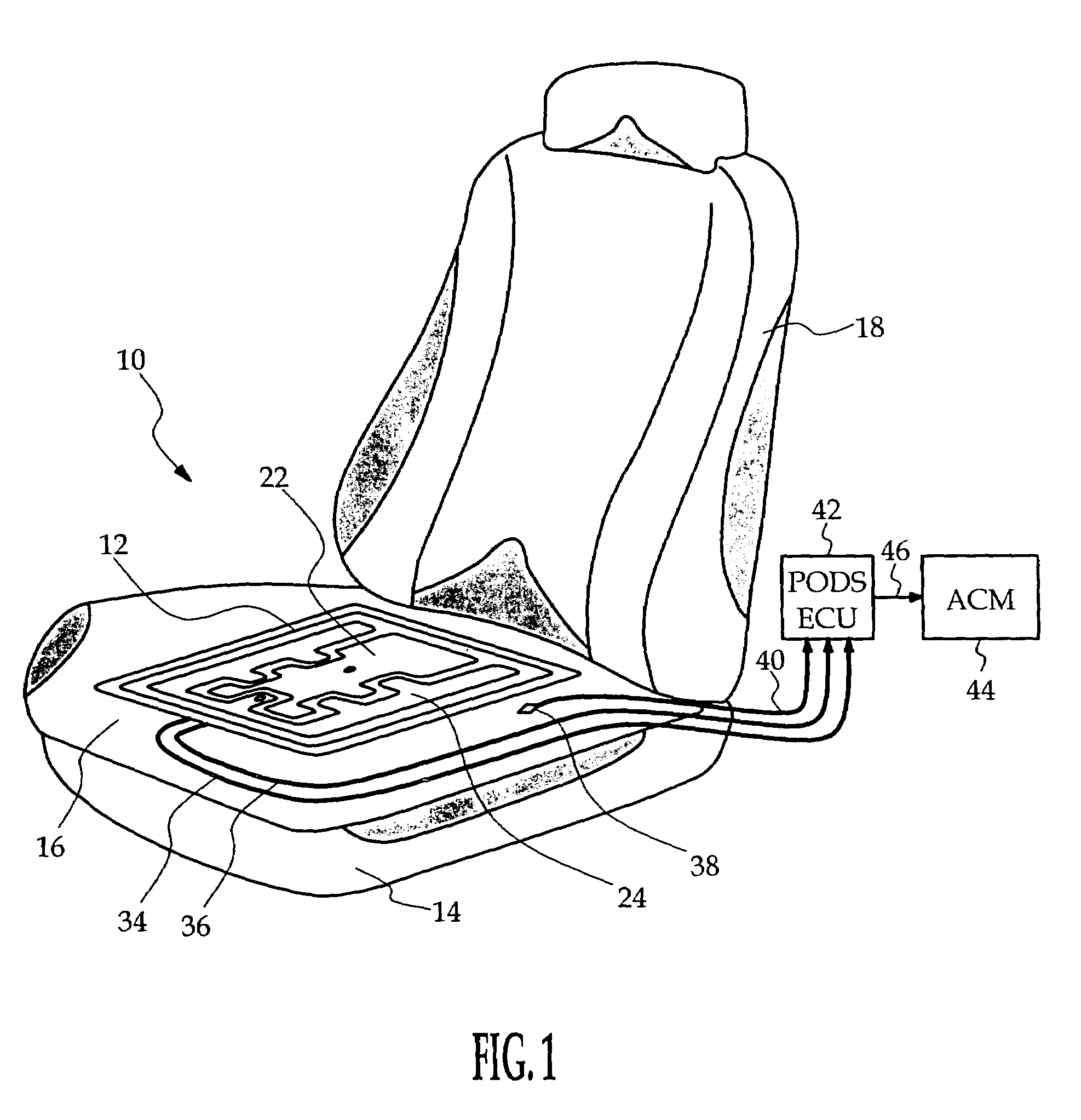 Dual interdigitated chamber seat bladder for occupant position and weight estimation