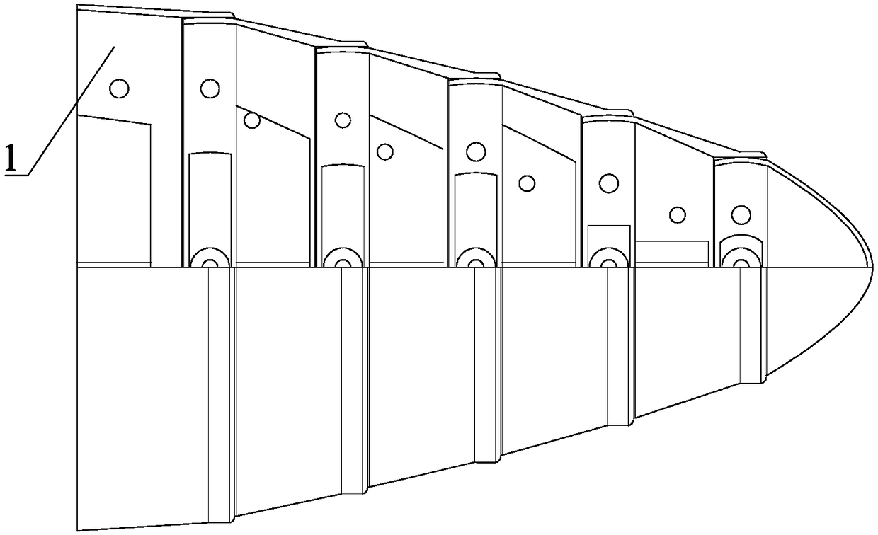 Space extensible aircraft transformable nose cone provided with nested segmented housings