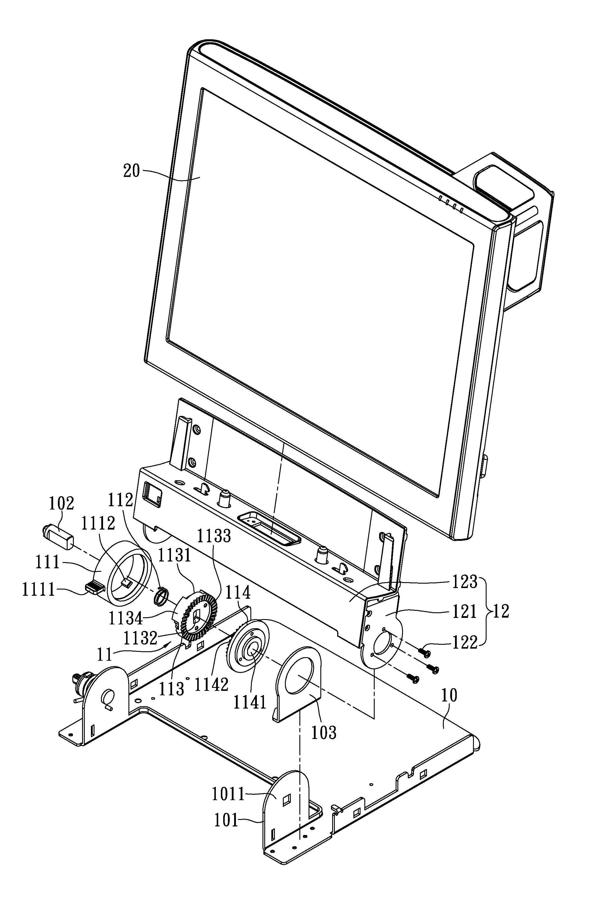 Angle adjustable device and electronic display unit using the same