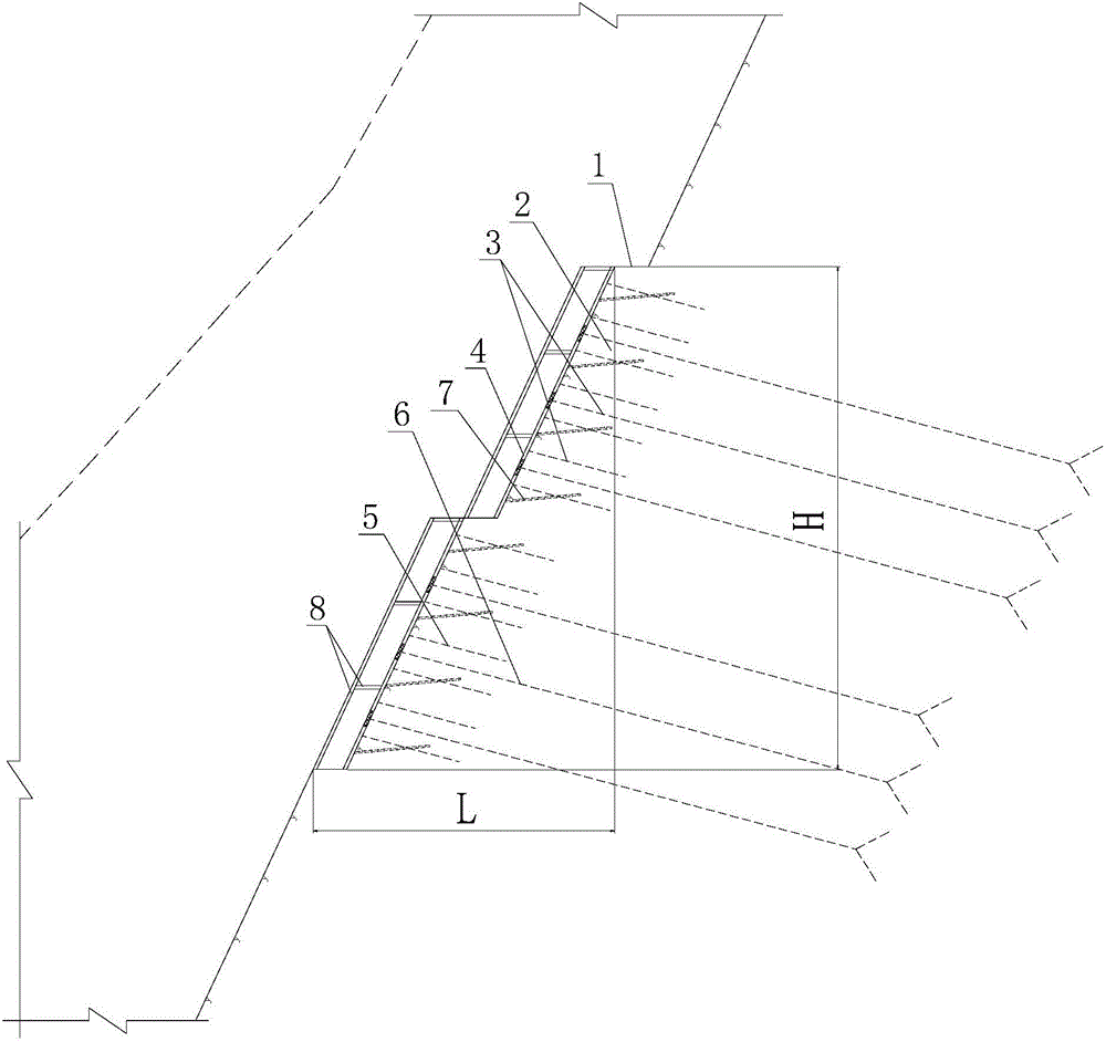 Excavation slope body structure and excavation construction method for rock slope