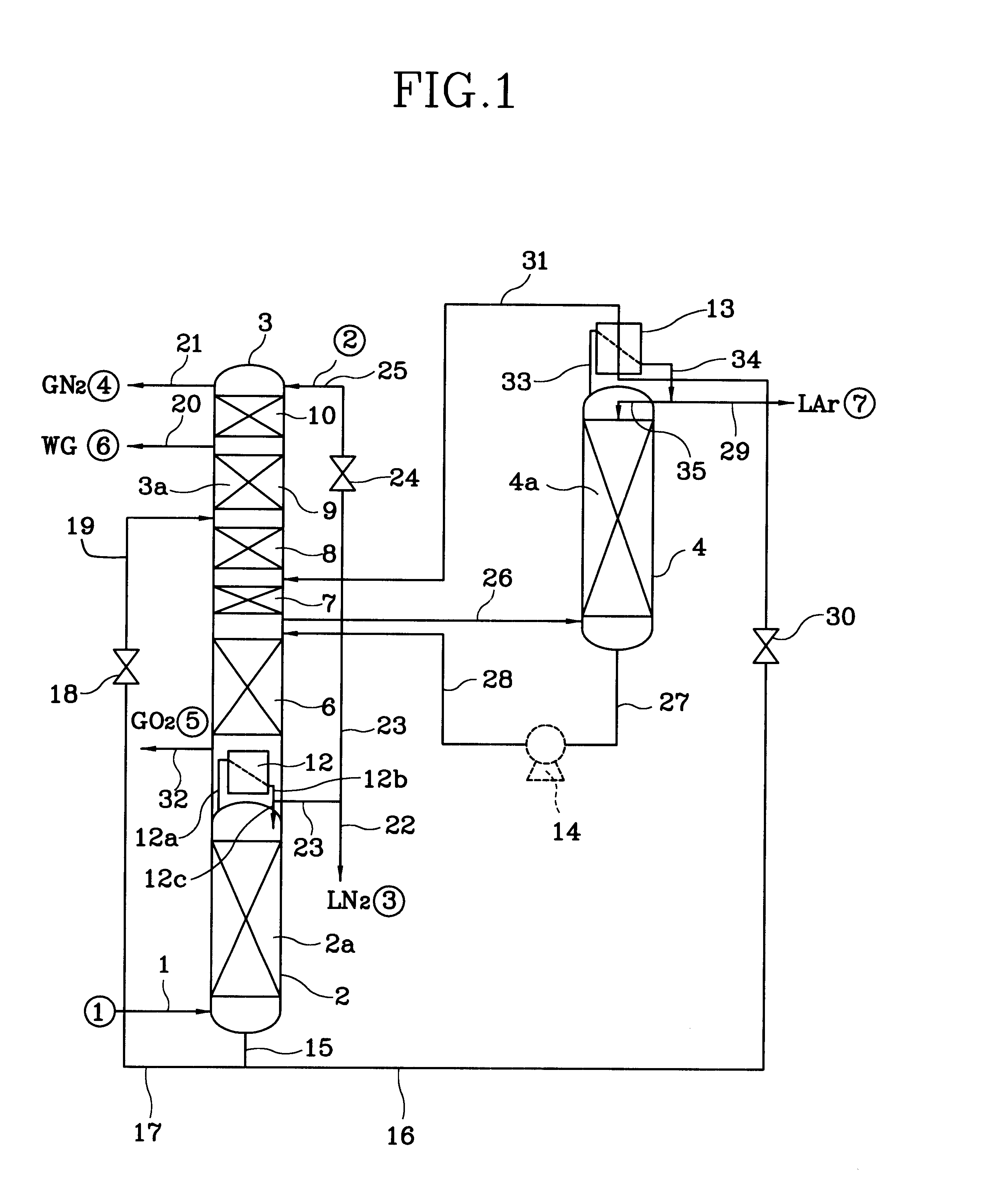 Vapor-liquid contactor, cryogenic air separation unit and method of gas separation