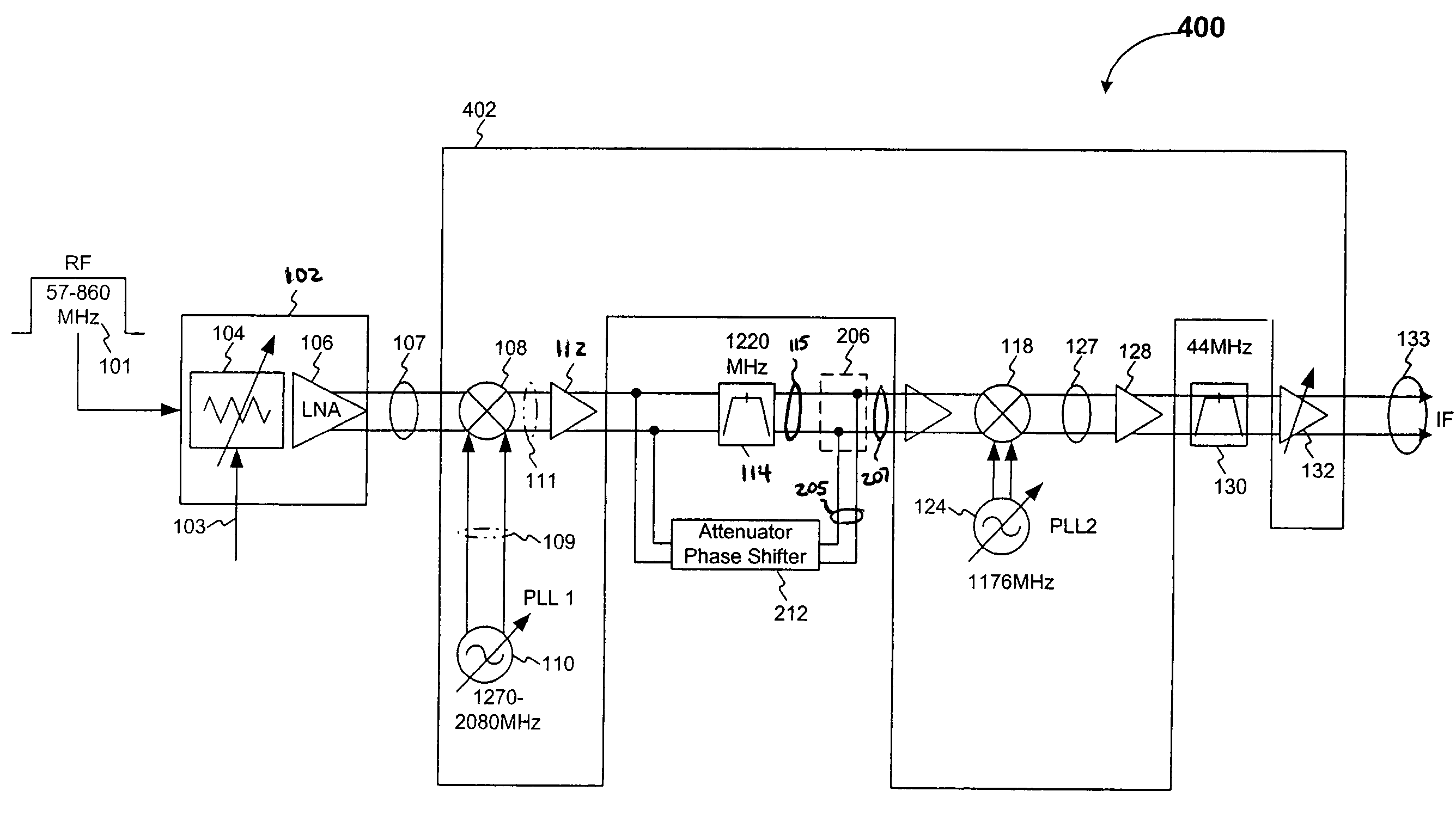 Apparatus and method for feed-forward image rejection in a dual conversion receiver