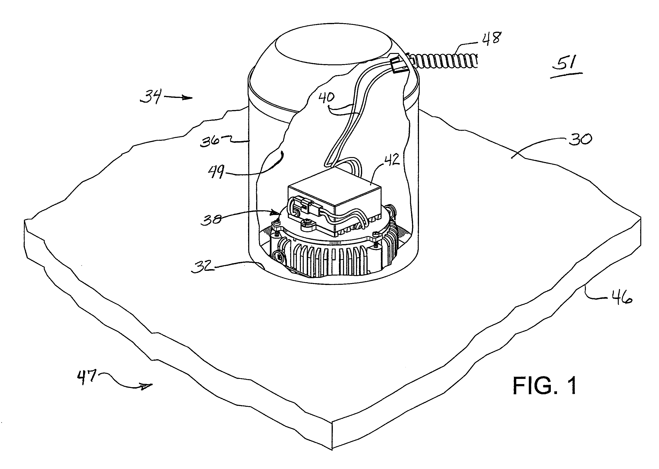 Lighting fixture with recessed baffle trim unit