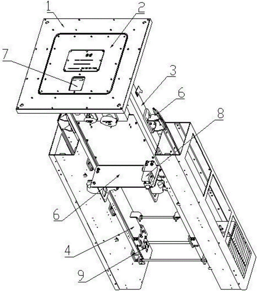 Mechanical balance weight type airplane service support lifting platform