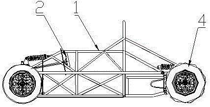 Test prototype automobile of electric wheel driving automobile and driving stability control method