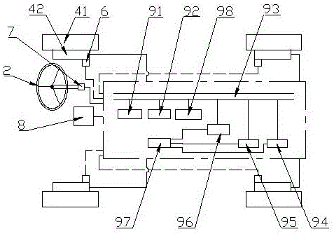 Test prototype automobile of electric wheel driving automobile and driving stability control method