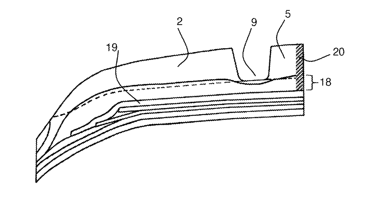 Tire With Directional Two-Material Tread, Comprising An Alternation Of Curved Blocks