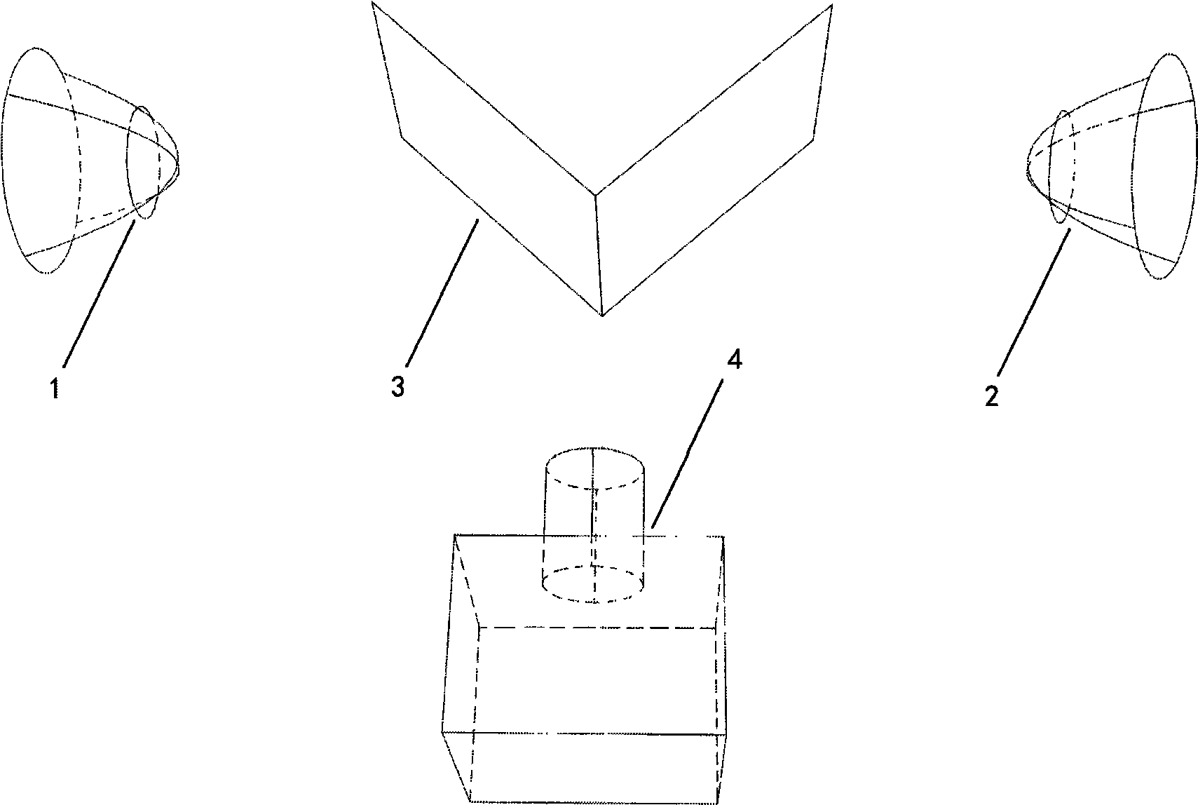 Method for twin-lens wide baseline catadioptric omnidirectional stereo imaging by using single camera and device thereof