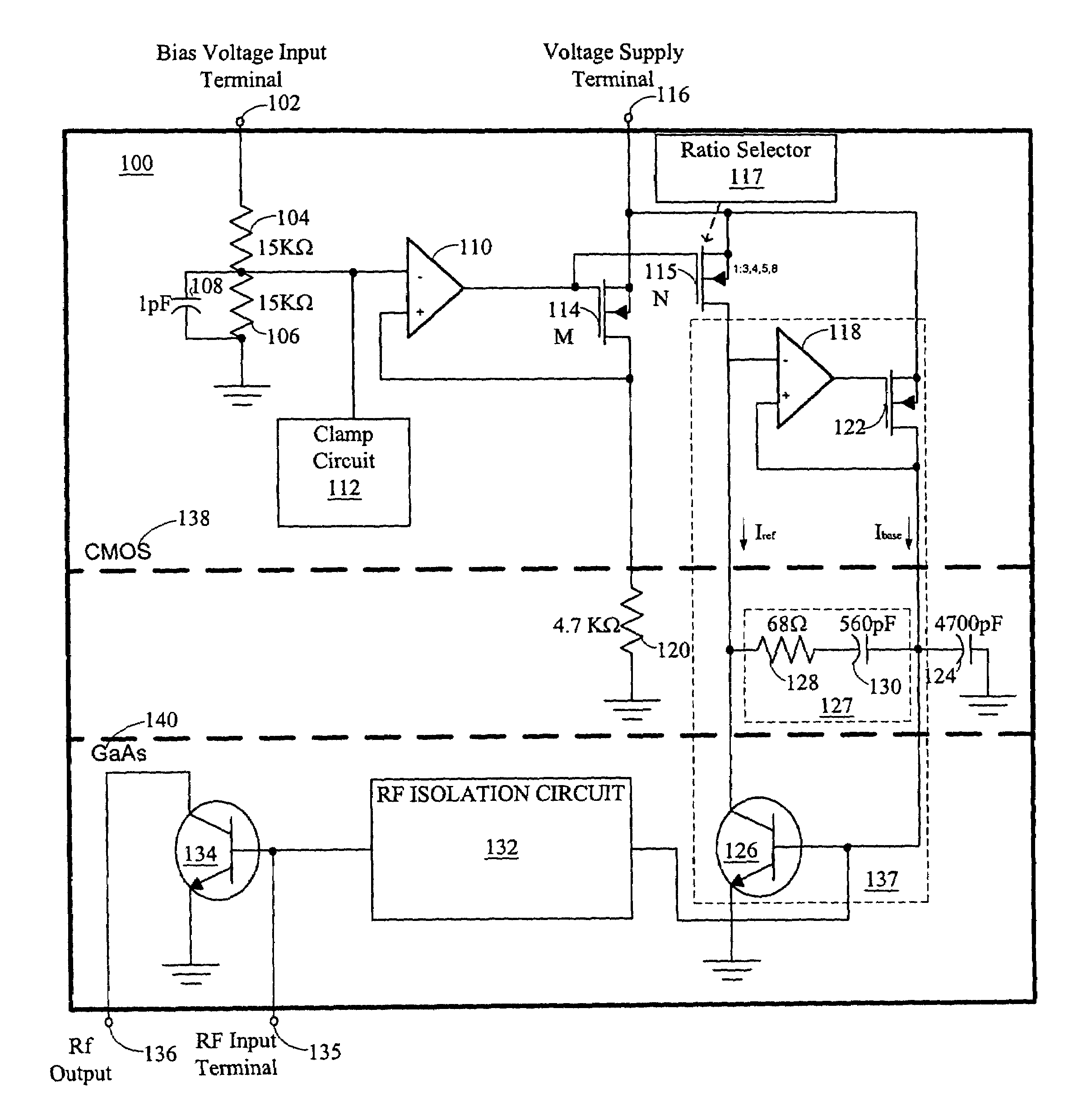 Constant current biasing circuit for linear power amplifiers