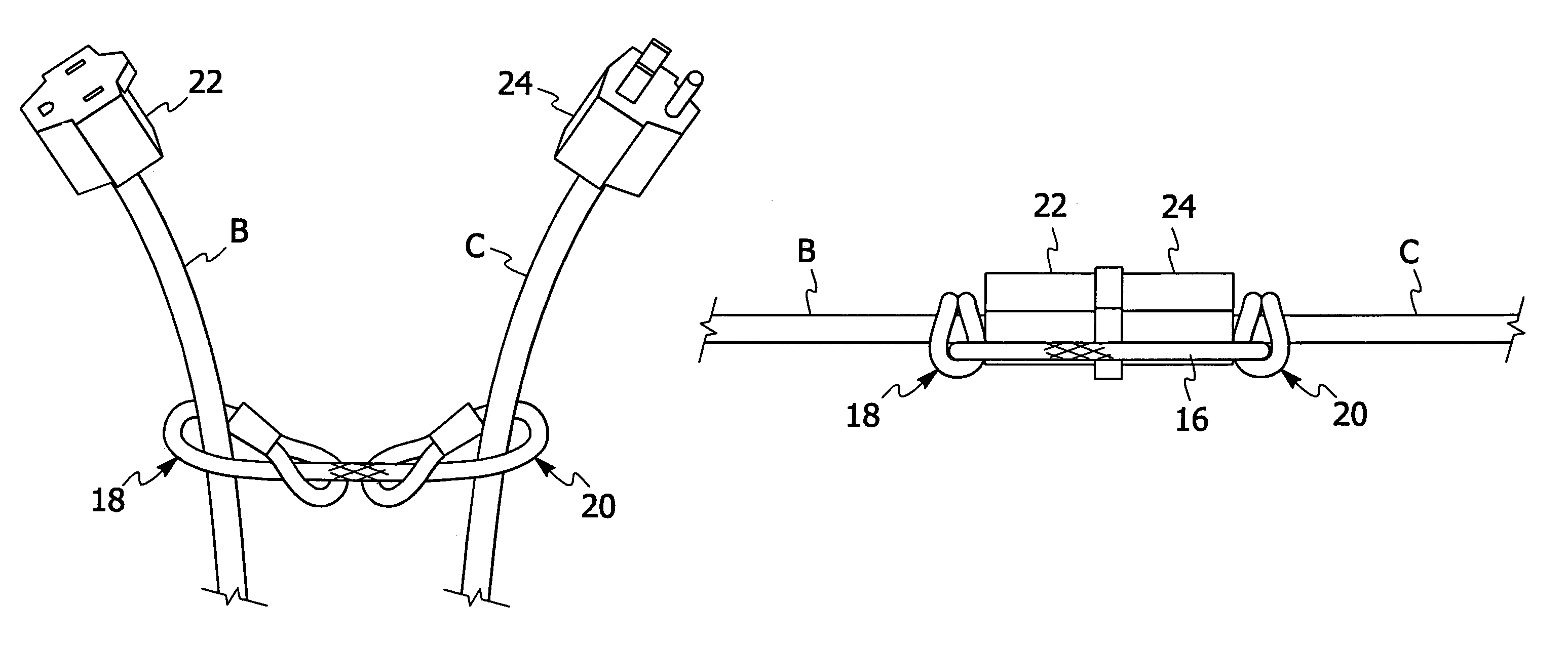 Apparatus and method securely connecting mating ends of multiple power cords