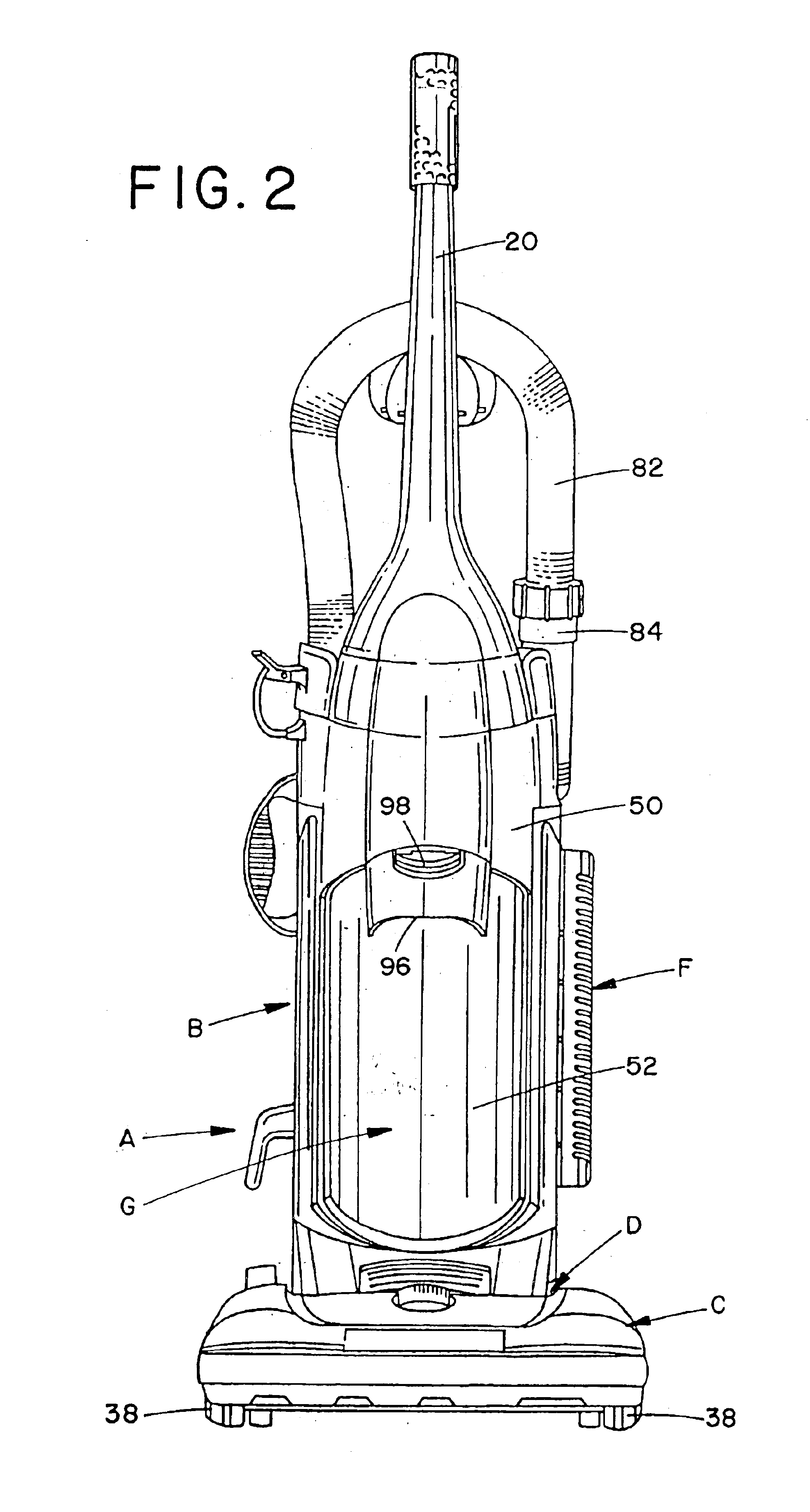 Upright vacuum cleaner with cyclonic air flow